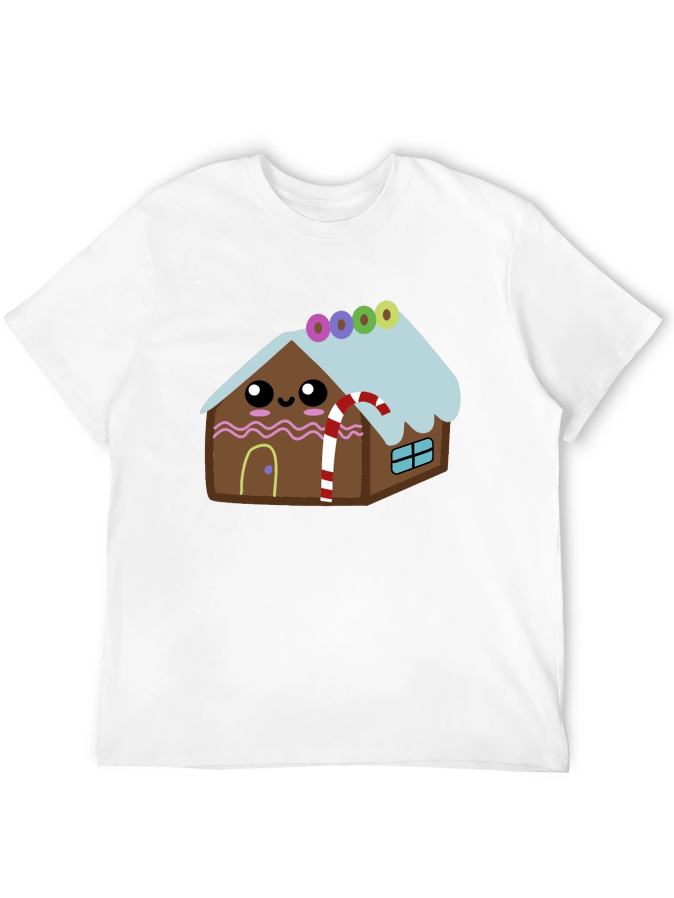 Cute Gingerbread House Graphic Tee - Festive Holiday Shirt