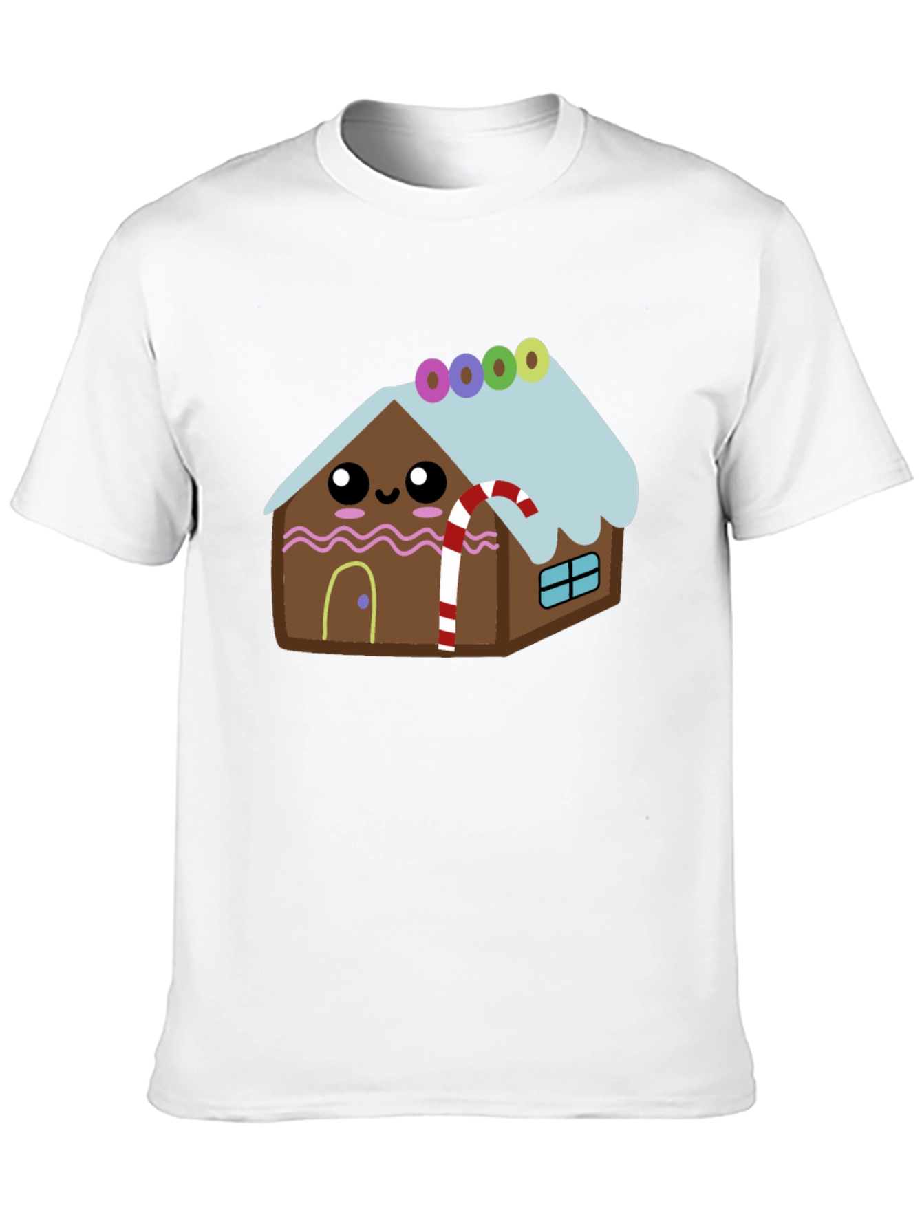 Cute Gingerbread House Graphic Tee - Festive Holiday Shirt
