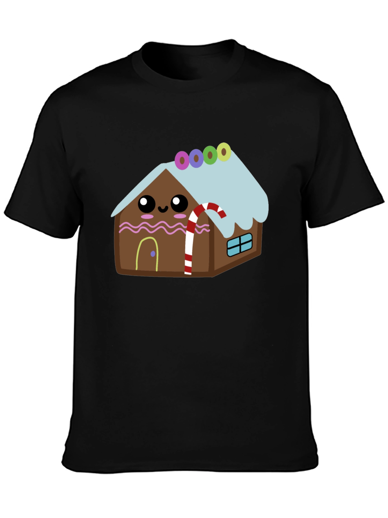Cute Gingerbread House Graphic Tee - Festive Holiday Shirt