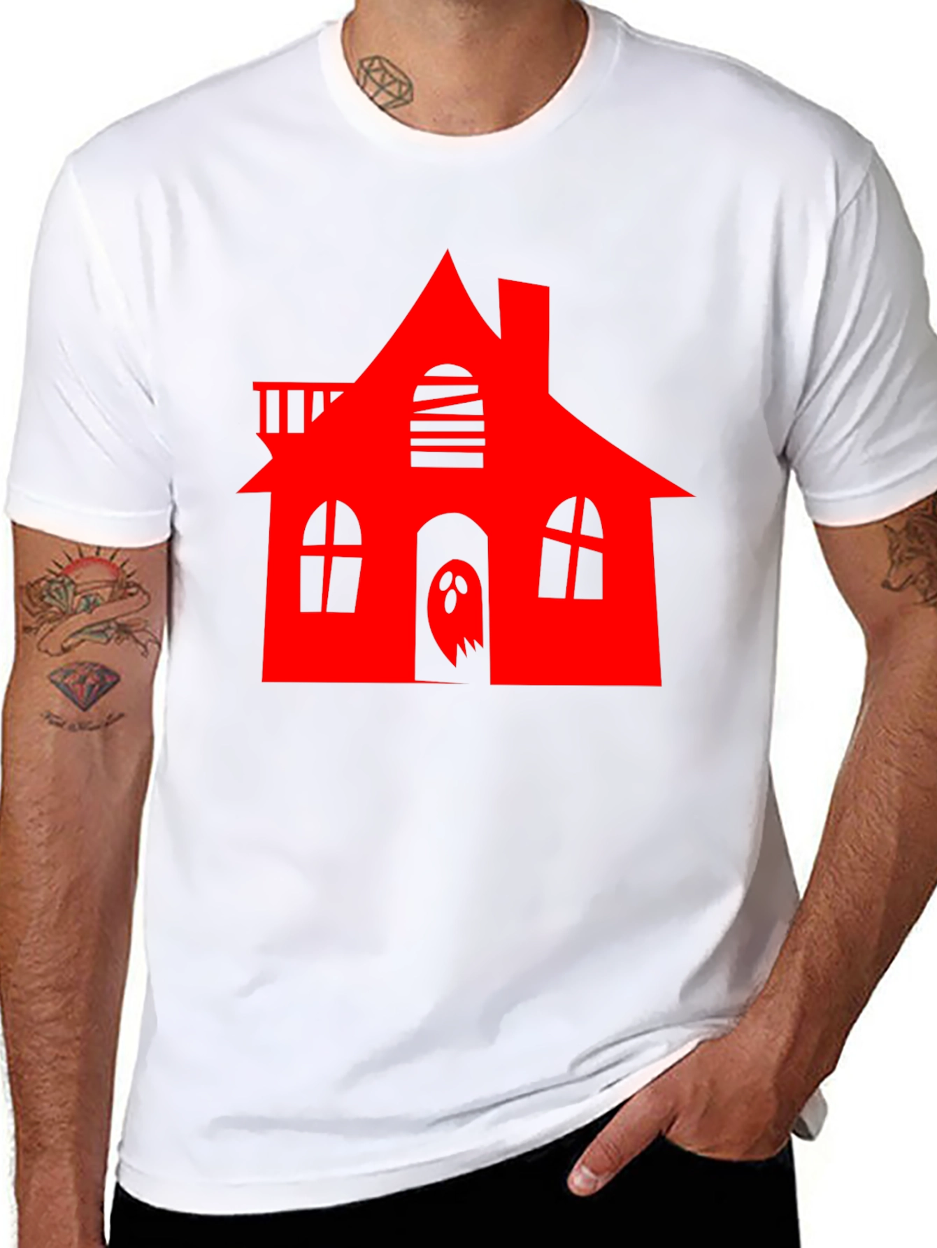 Haunted House Graphic Tee - Halloween Spooky Style