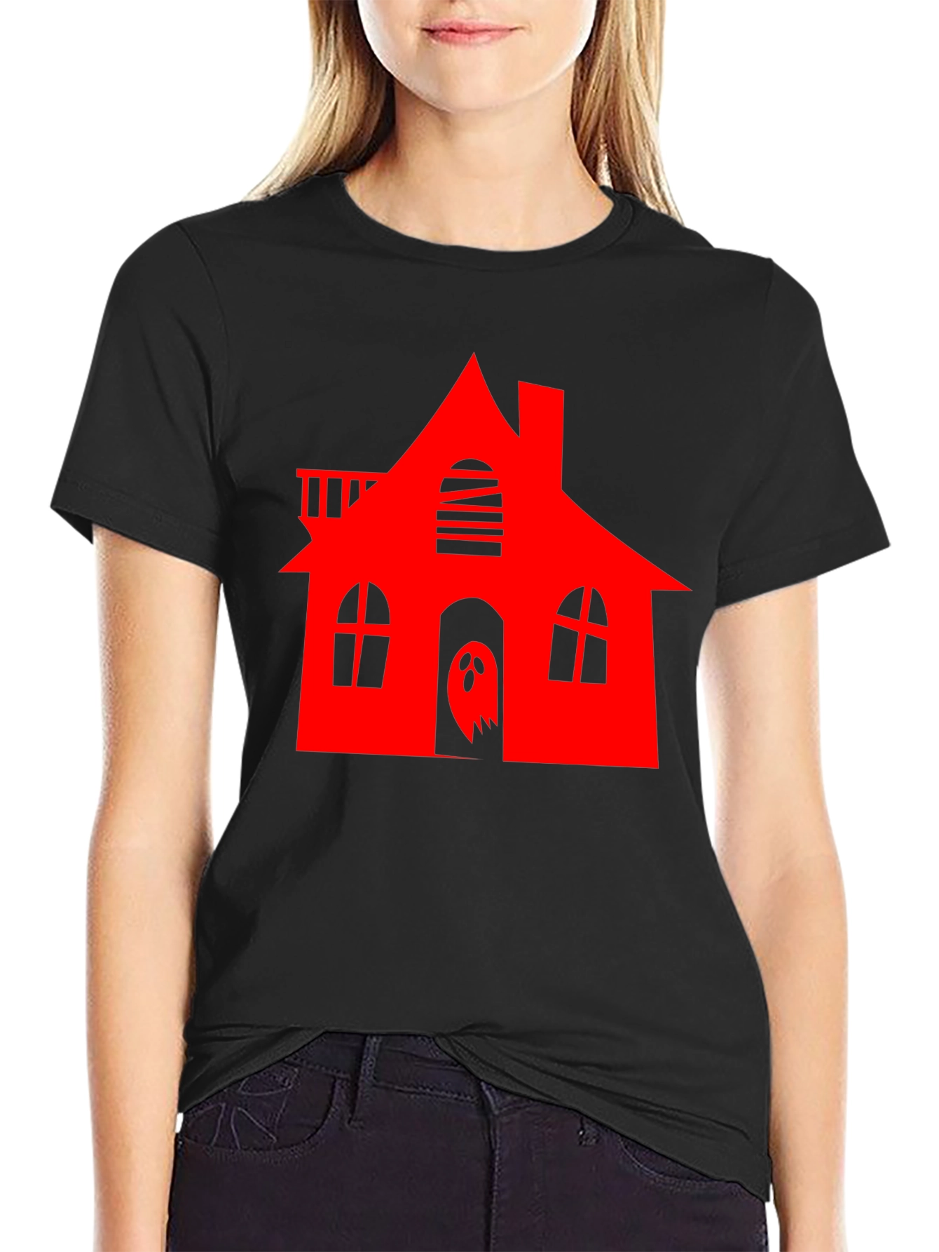 Haunted House Graphic Tee - Halloween Spooky Style