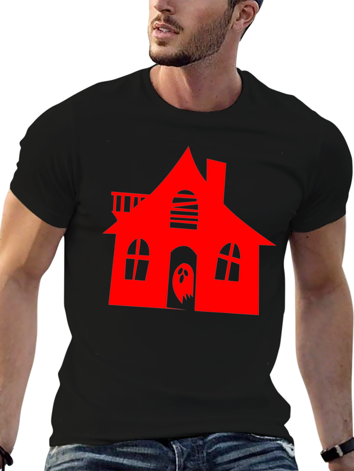Haunted House Graphic Tee - Halloween Spooky Style