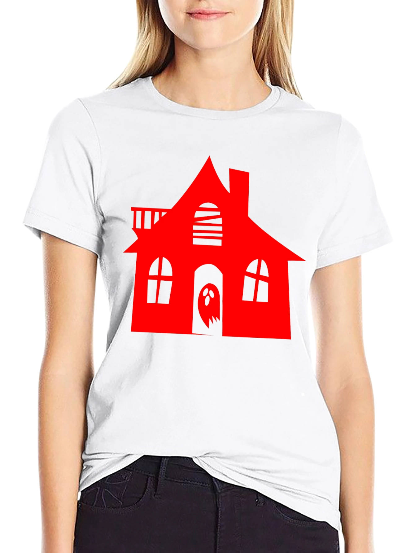 Haunted House Graphic Tee - Halloween Spooky Style