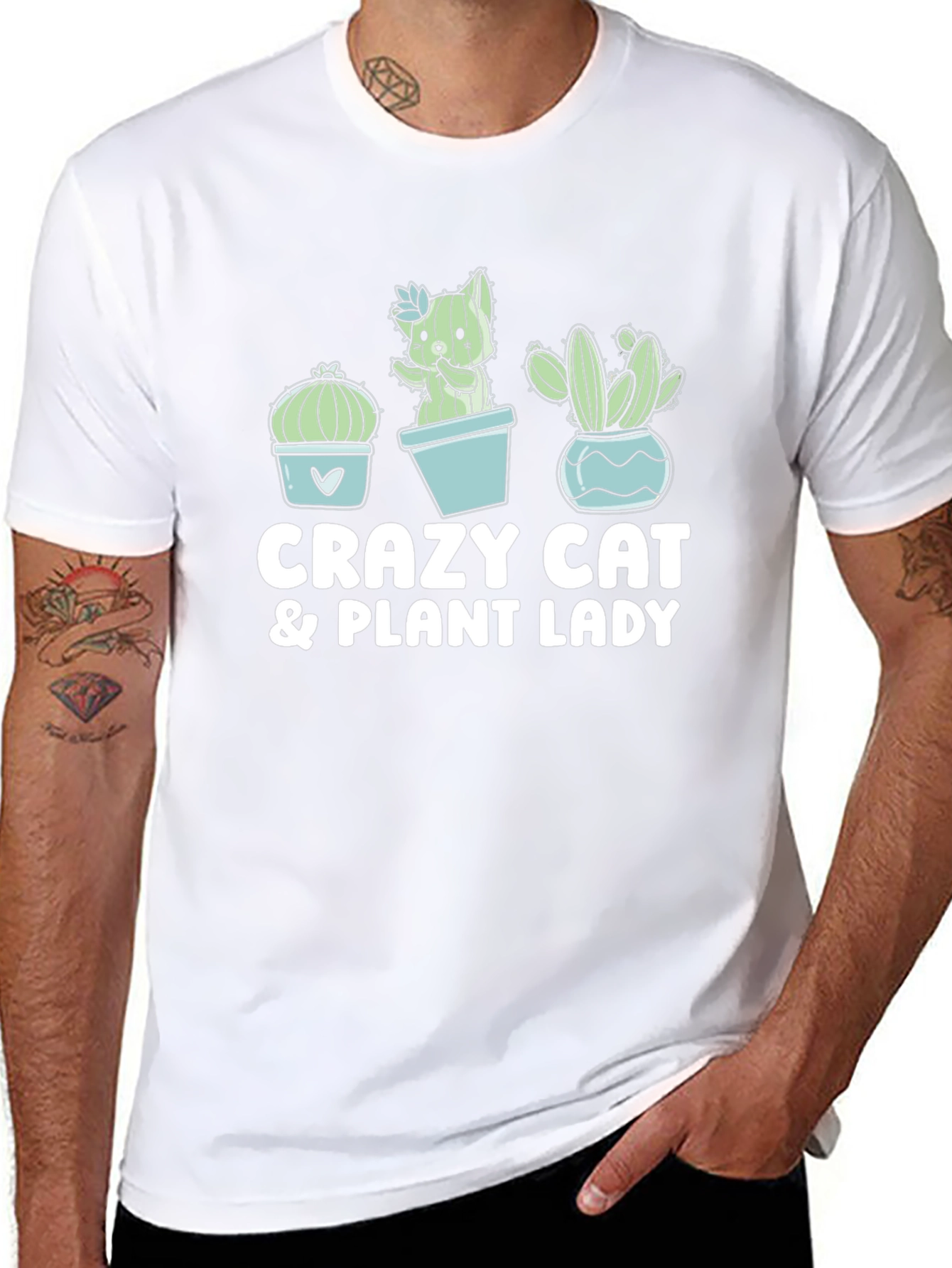 Crazy Cat & Plant Lady Black T-Shirt