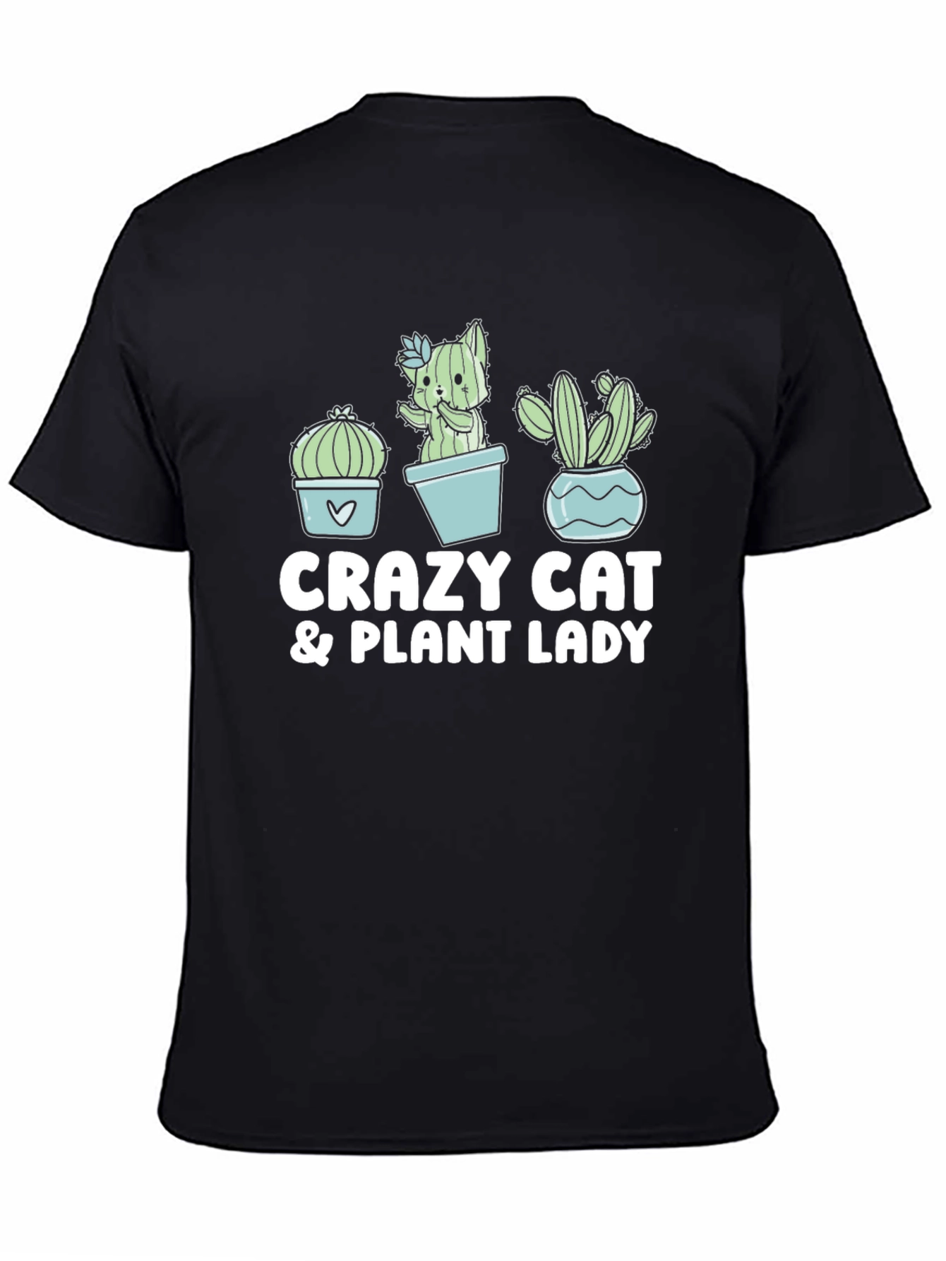 Crazy Cat & Plant Lady Black T-Shirt