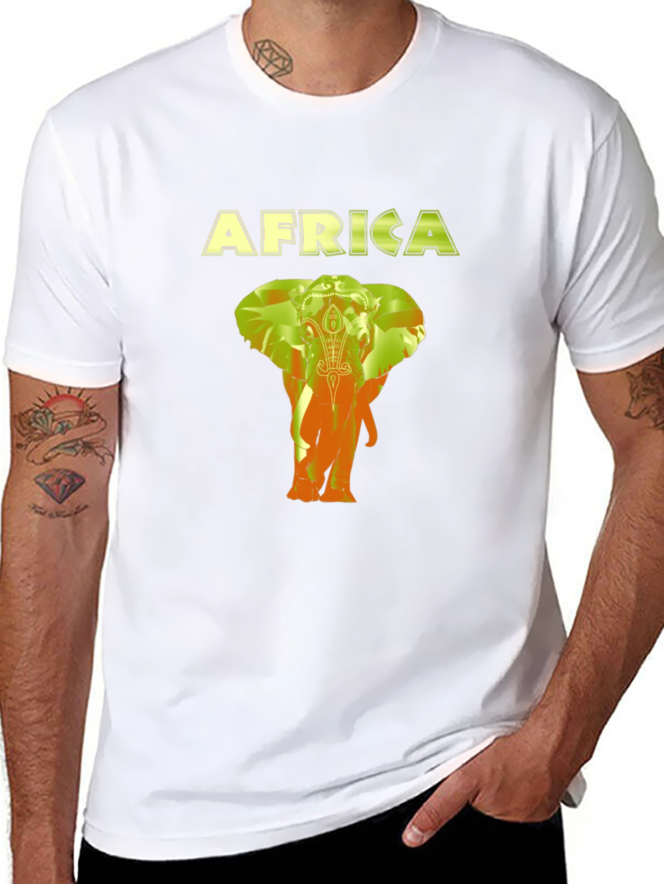 Africa Elephant Graphic Black T-Shirt