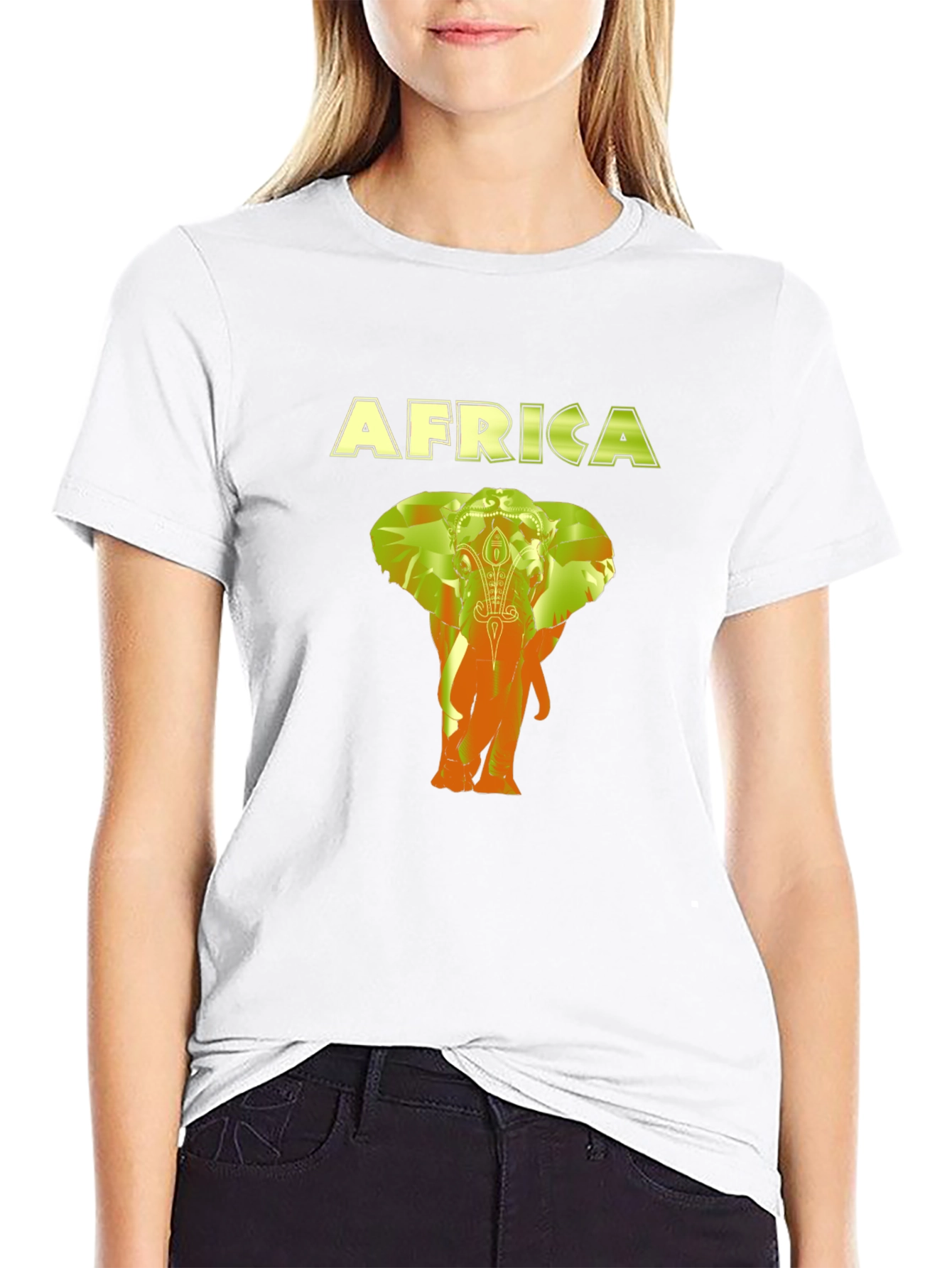 Africa Elephant Graphic Black T-Shirt