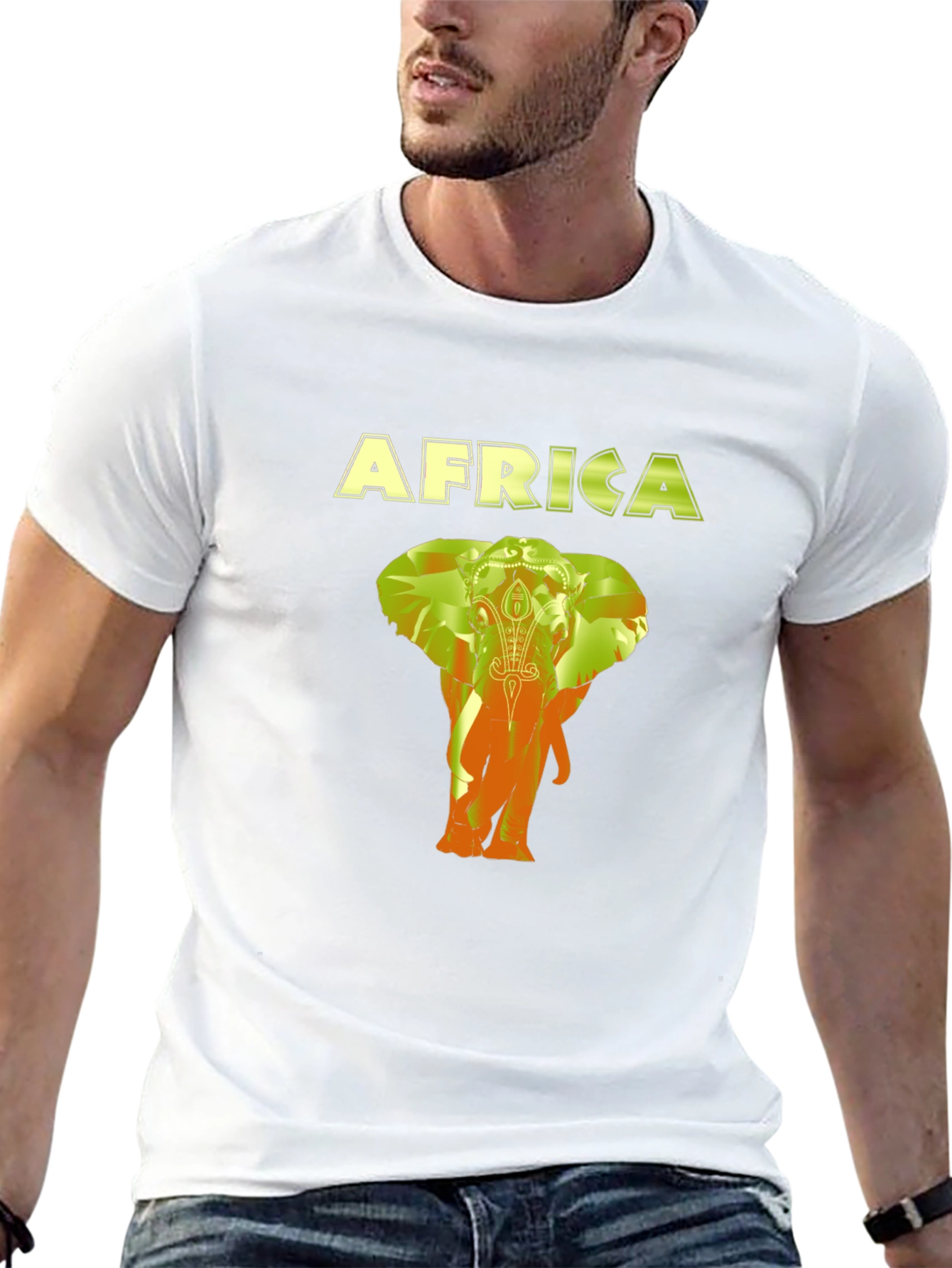 Africa Elephant Graphic Black T-Shirt