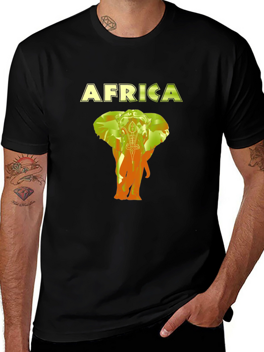 Africa Elephant Graphic Black T-Shirt