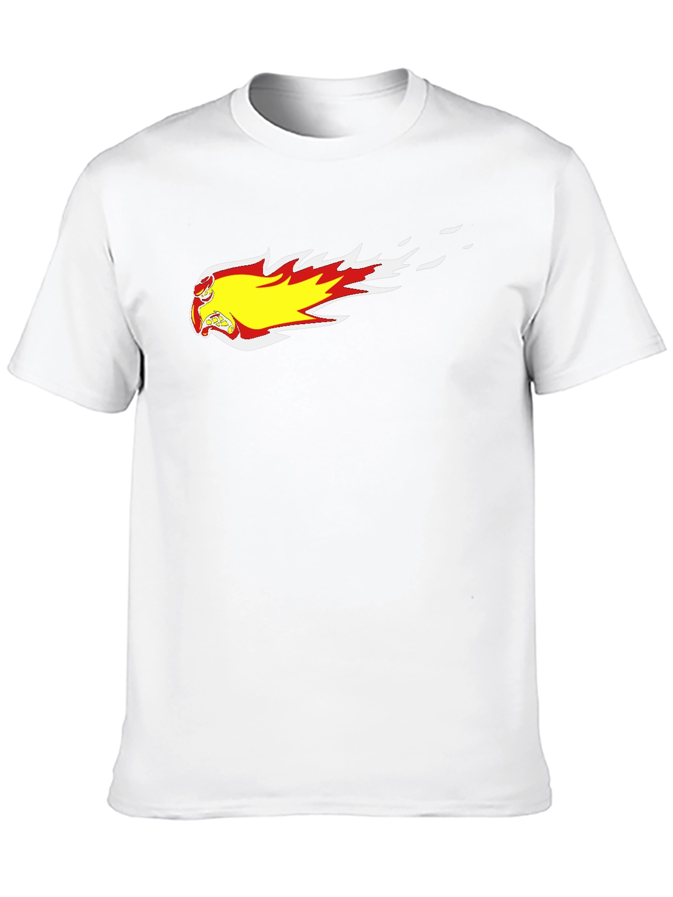 Black T-Shirt with Fiery Cartoon Graphic