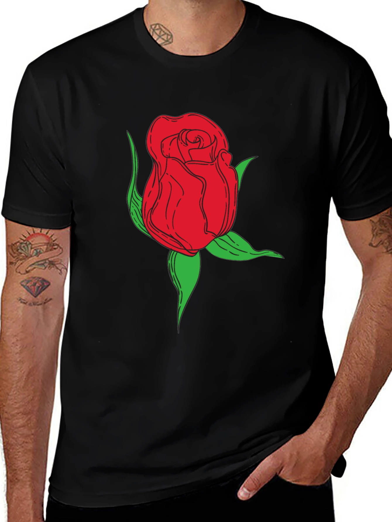 Rose Graphic Black T-Shirt