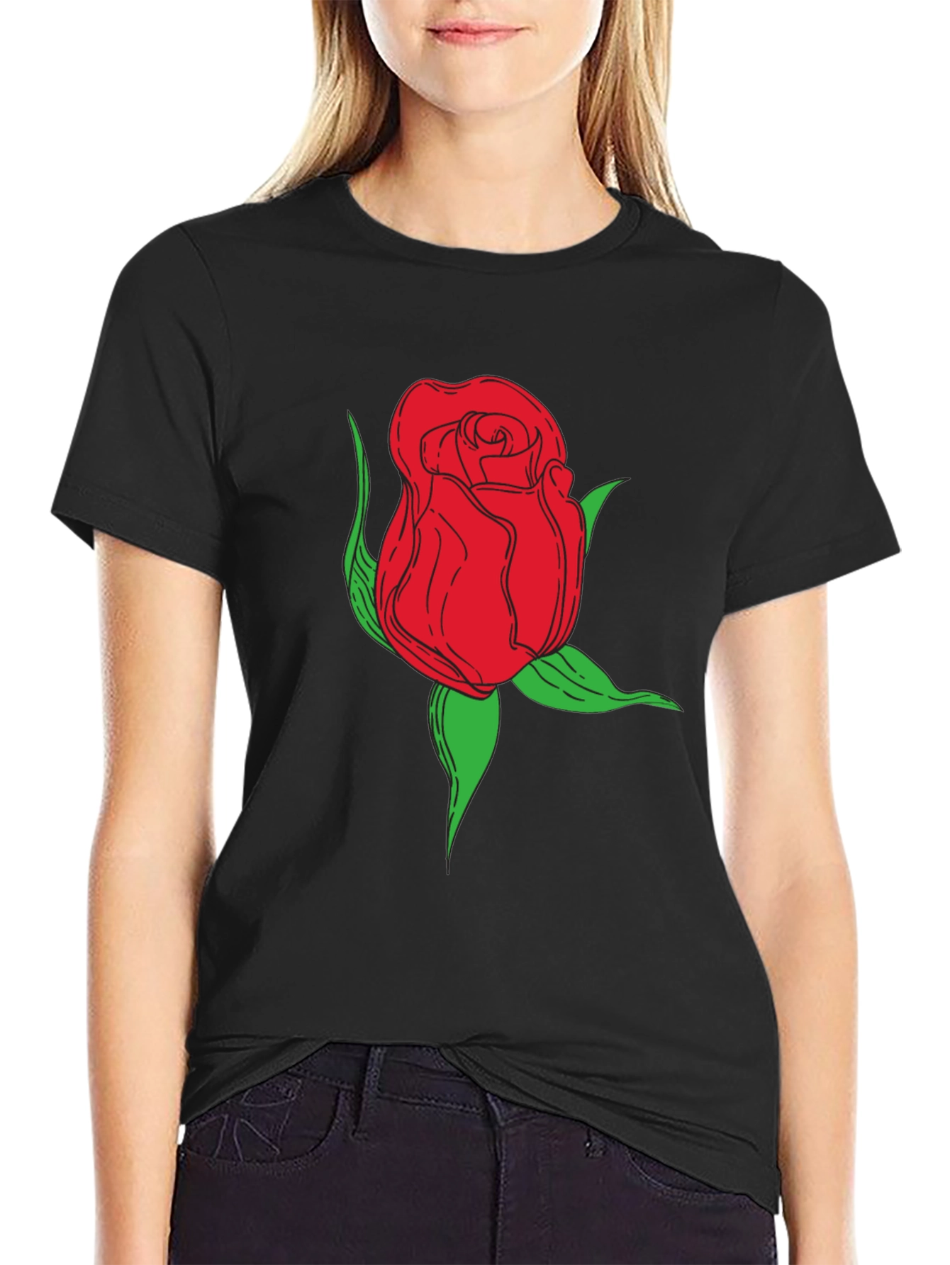 Rose Graphic Black T-Shirt