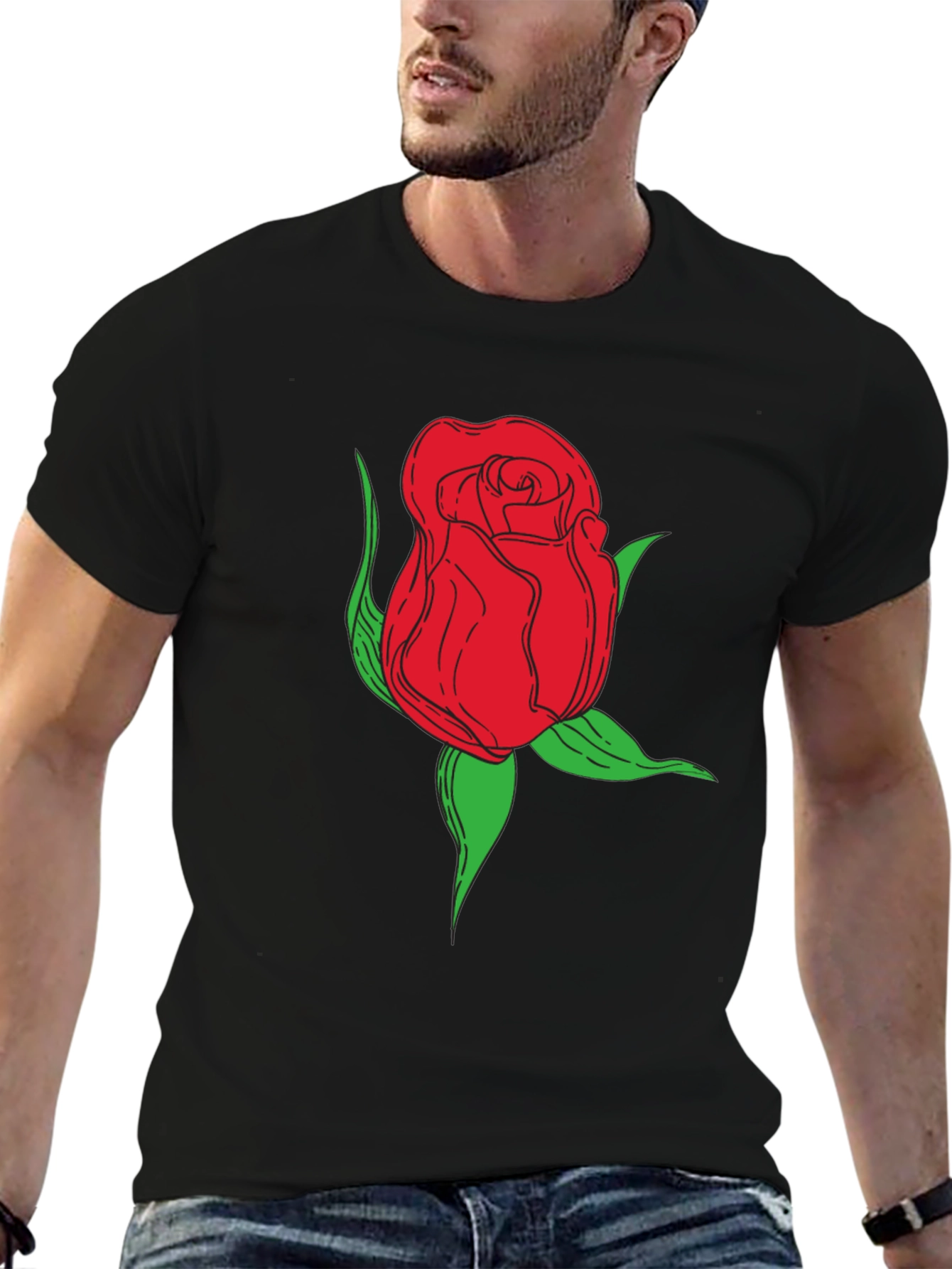 Rose Graphic Black T-Shirt