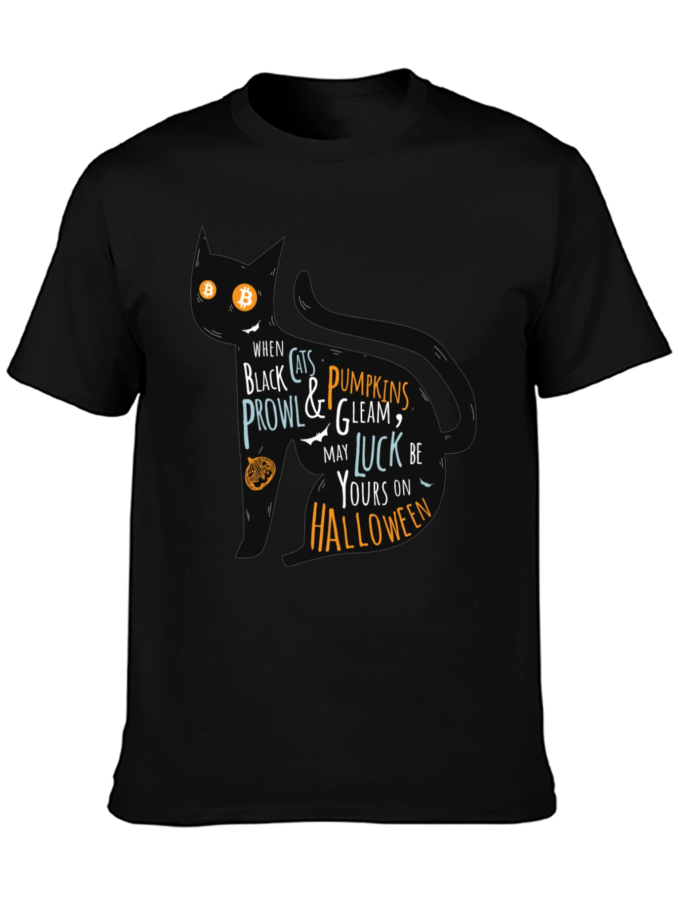 Halloween Cat T-Shirt - Black Festive Design