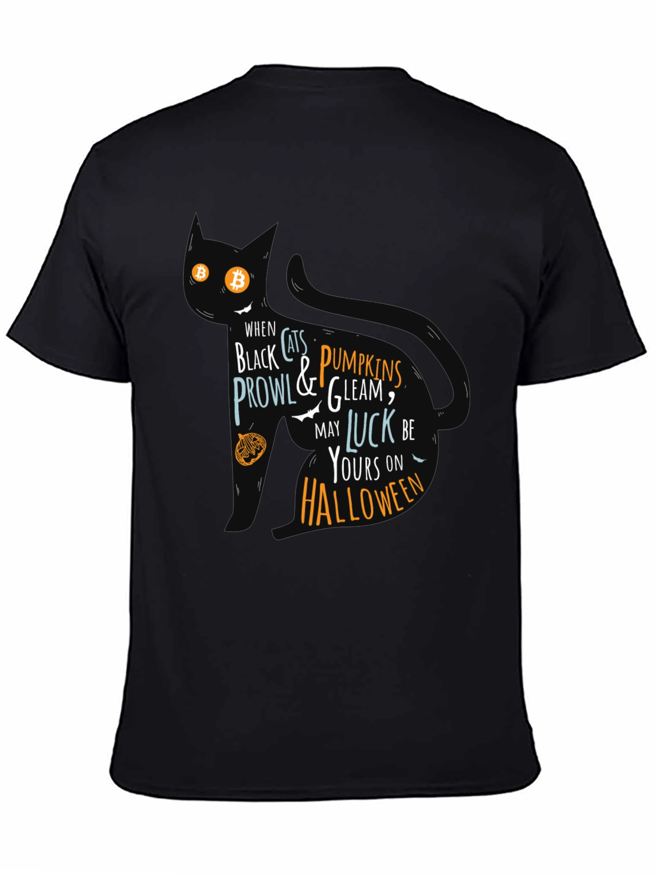 Halloween Cat T-Shirt - Black Festive Design