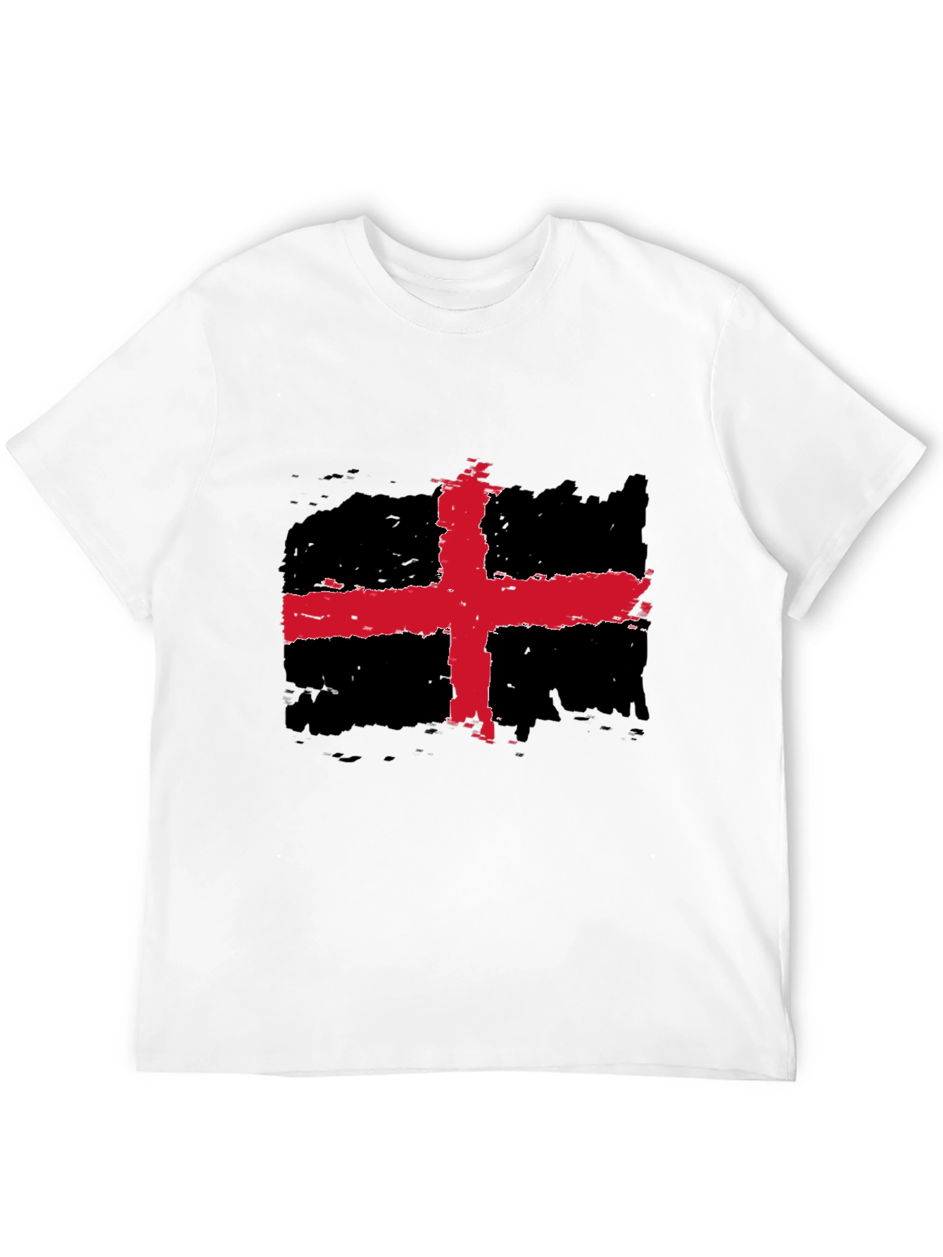 Distressed Red Cross Black Tee