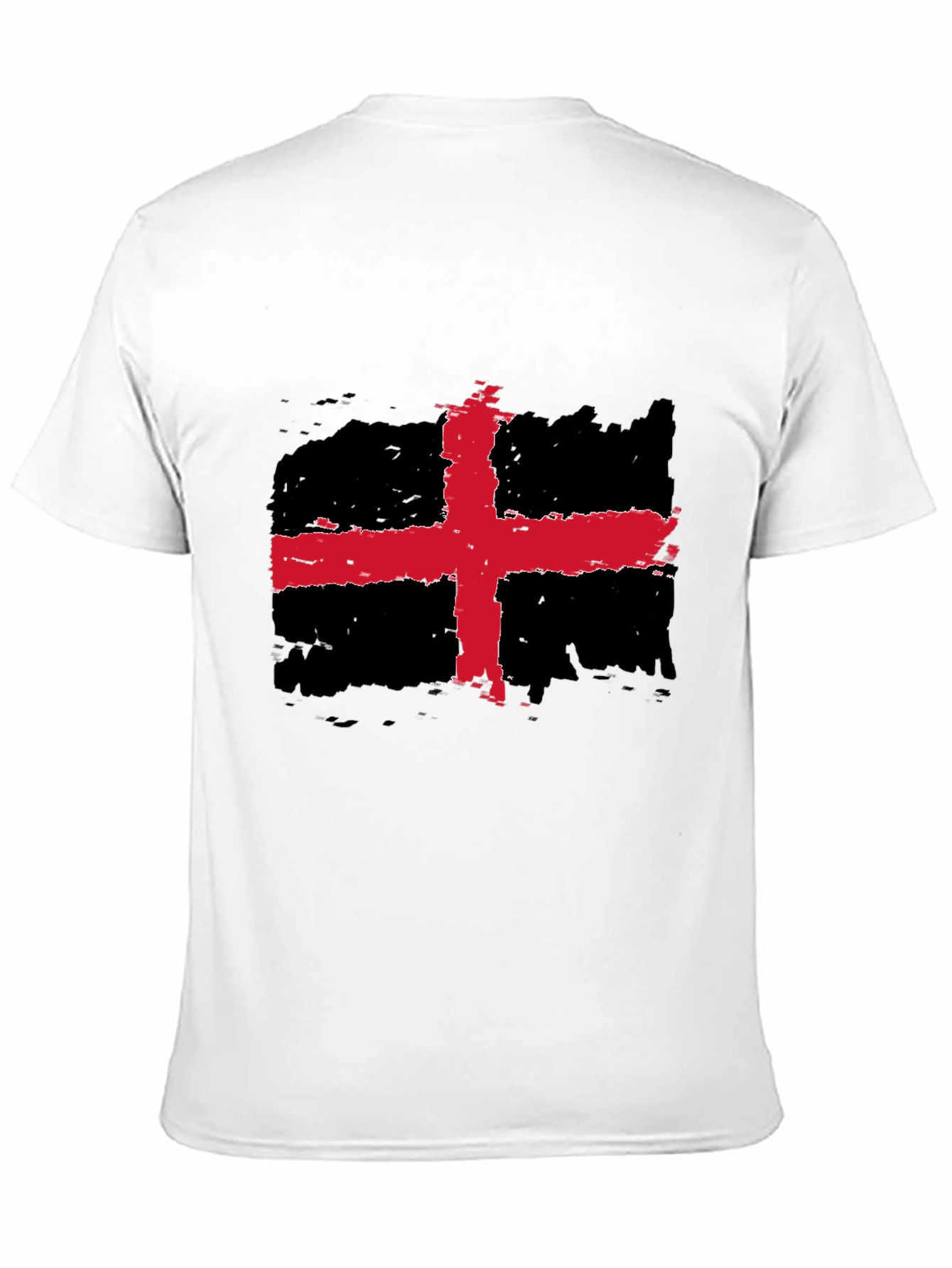 Distressed Red Cross Black Tee