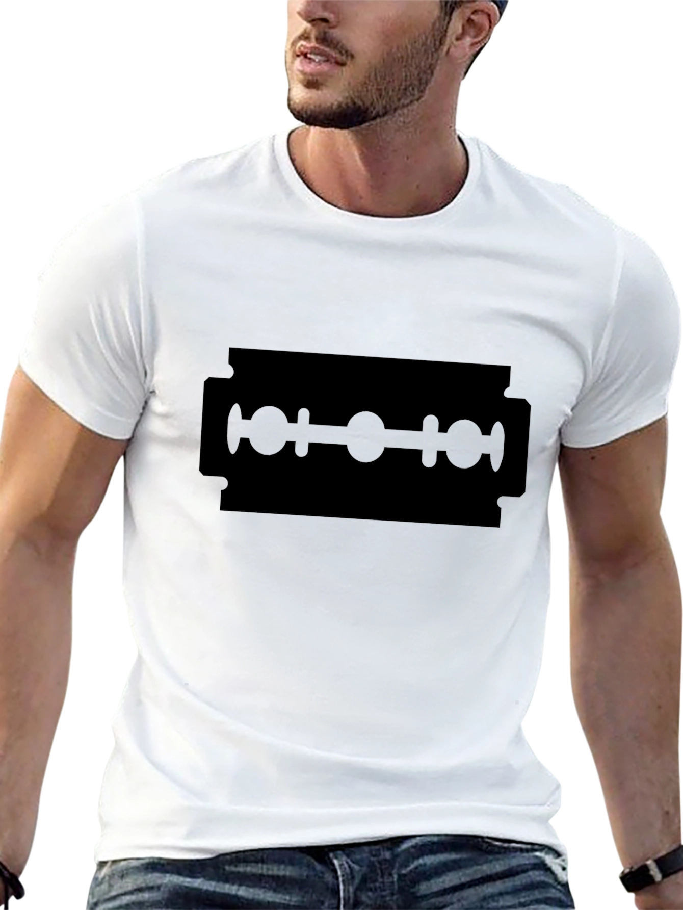 Black Razor Blade Graphic Tee - Edgy Style