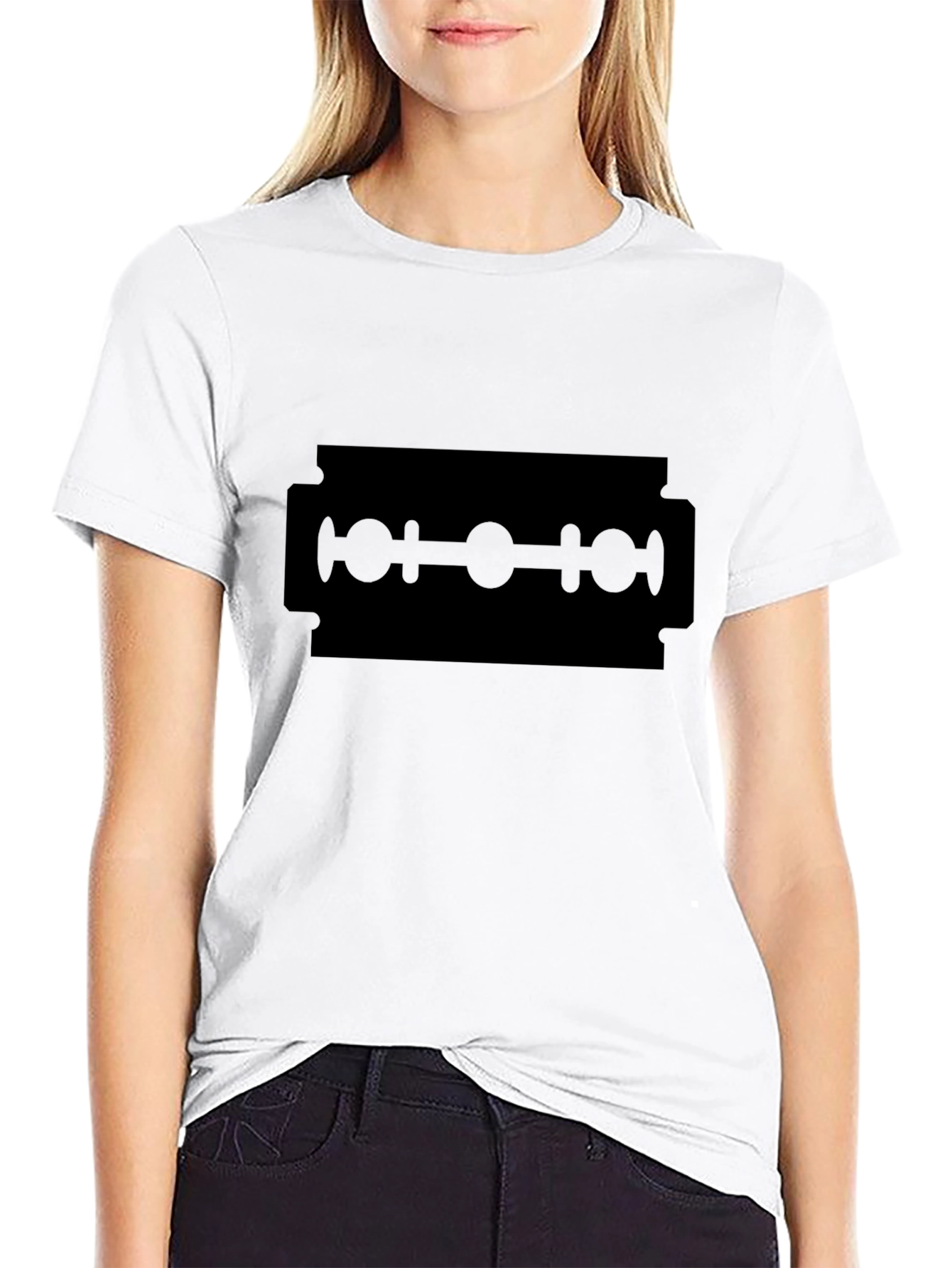 Black Razor Blade Graphic Tee - Edgy Style