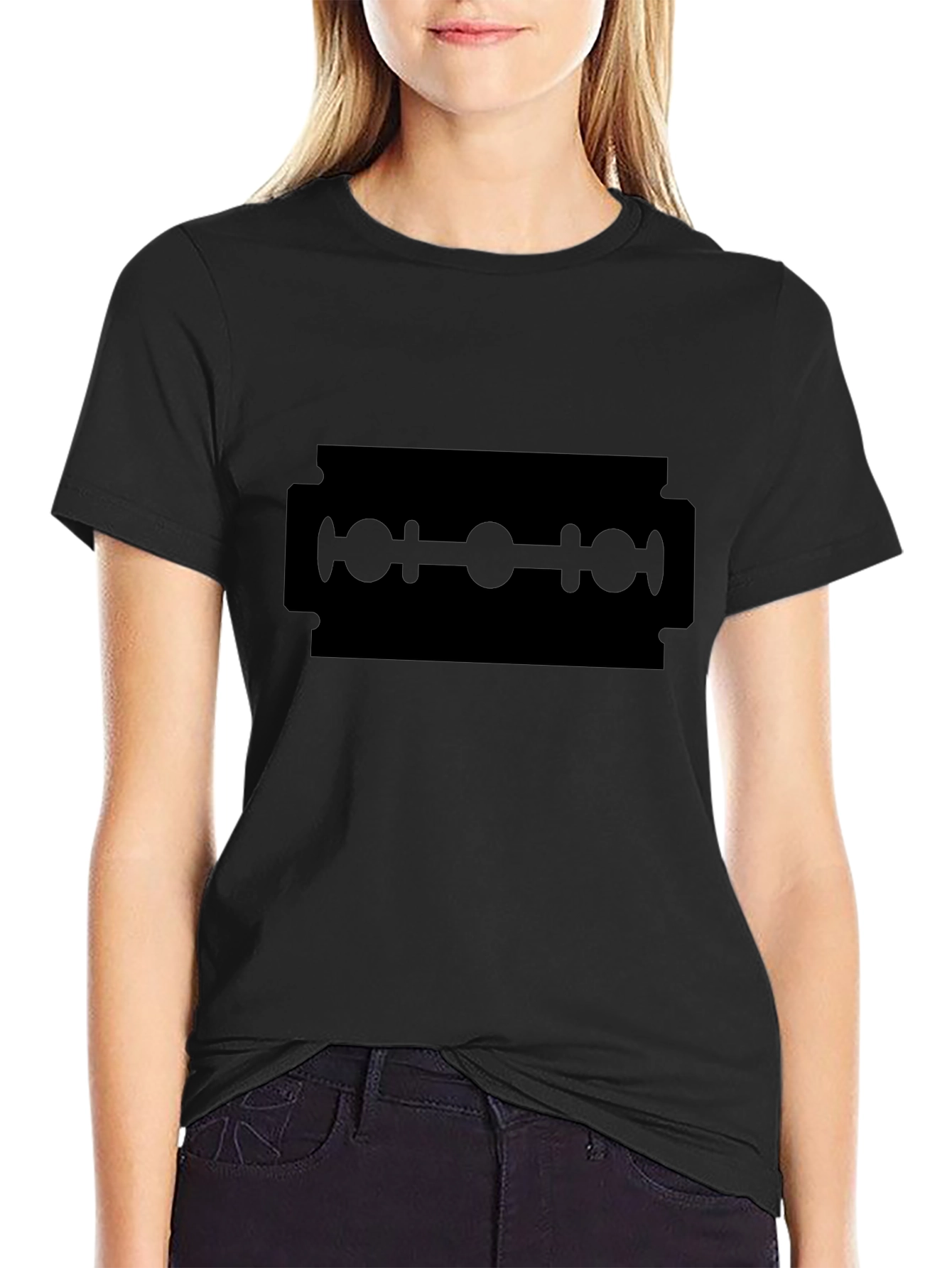 Black Razor Blade Graphic Tee - Edgy Style