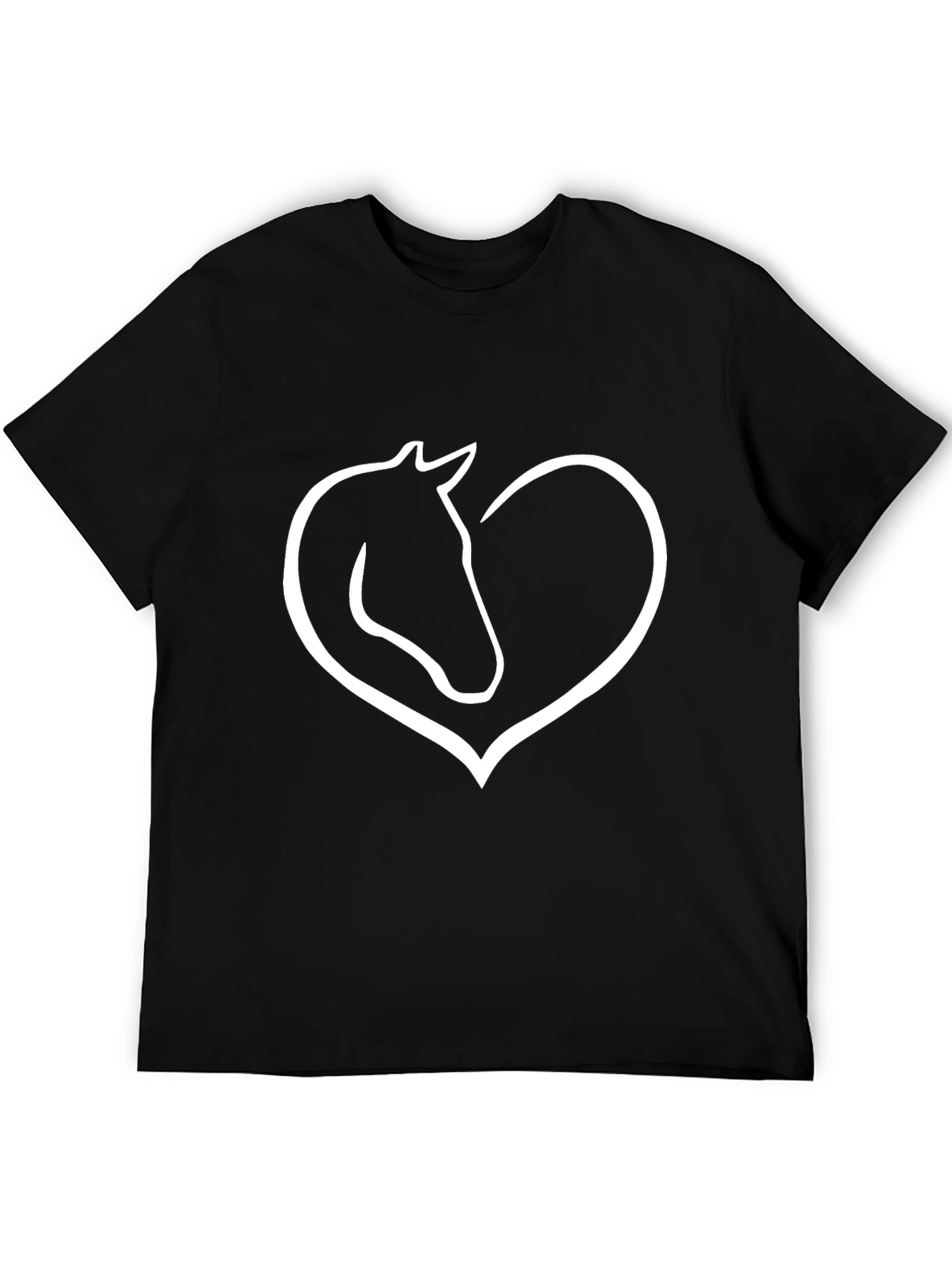 Horse Heart Graphic Tee - Black Cotton T-Shirt