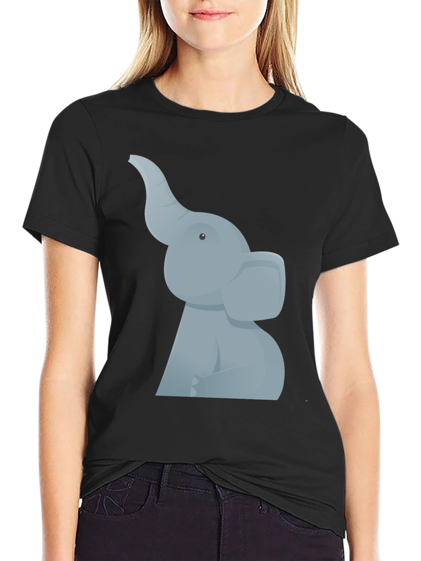 Elephant Graphic Tee - Black Cotton T-Shirt