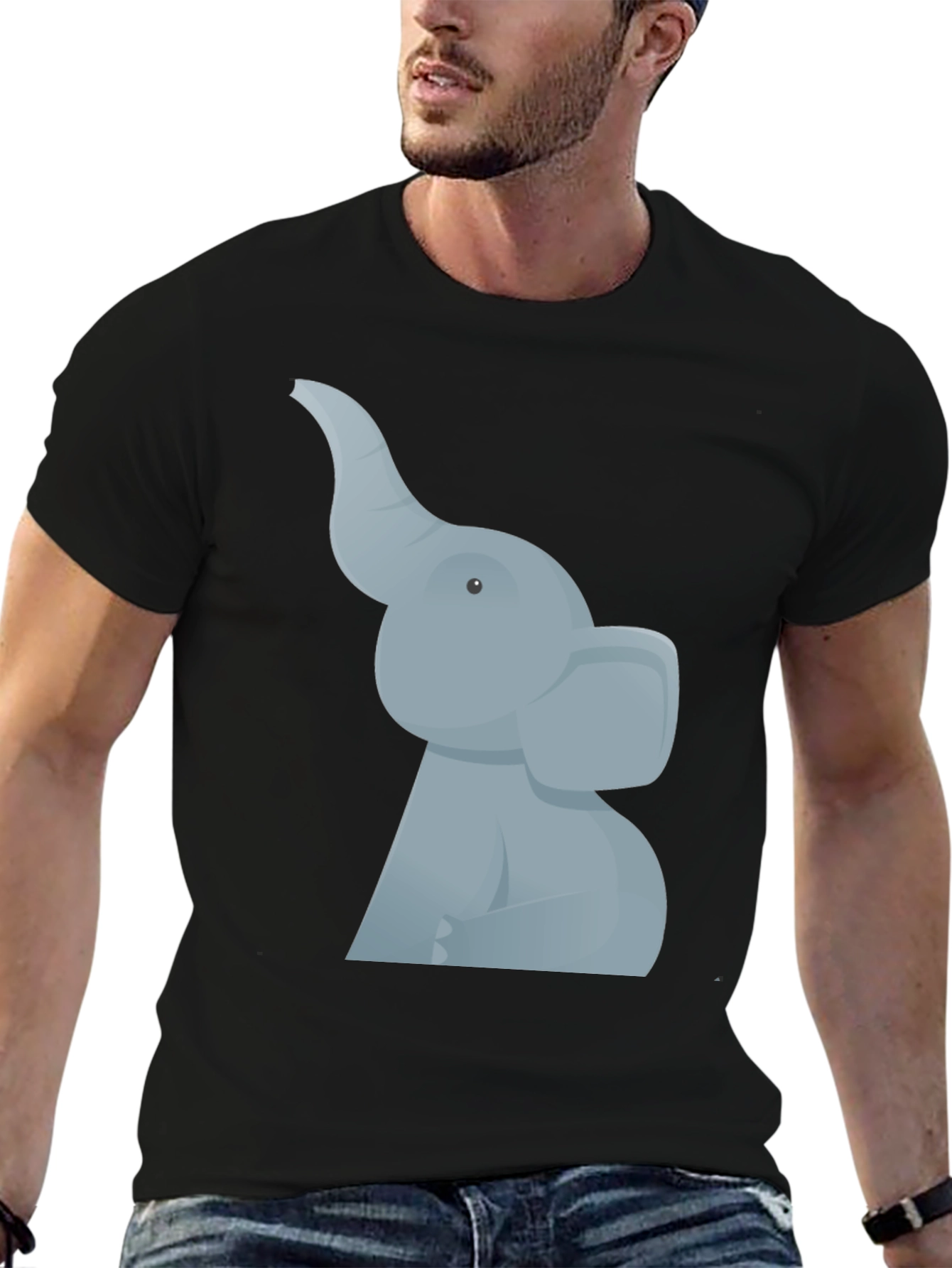 Elephant Graphic Tee - Black Cotton T-Shirt