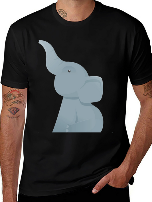 Elephant Graphic Tee - Black Cotton T-Shirt