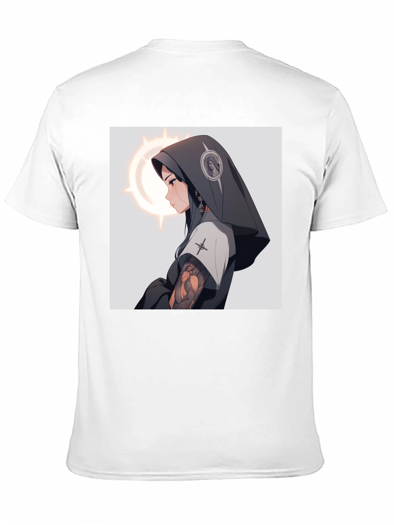 Anime Nun T-Shirt - Black Cotton Graphic Tee