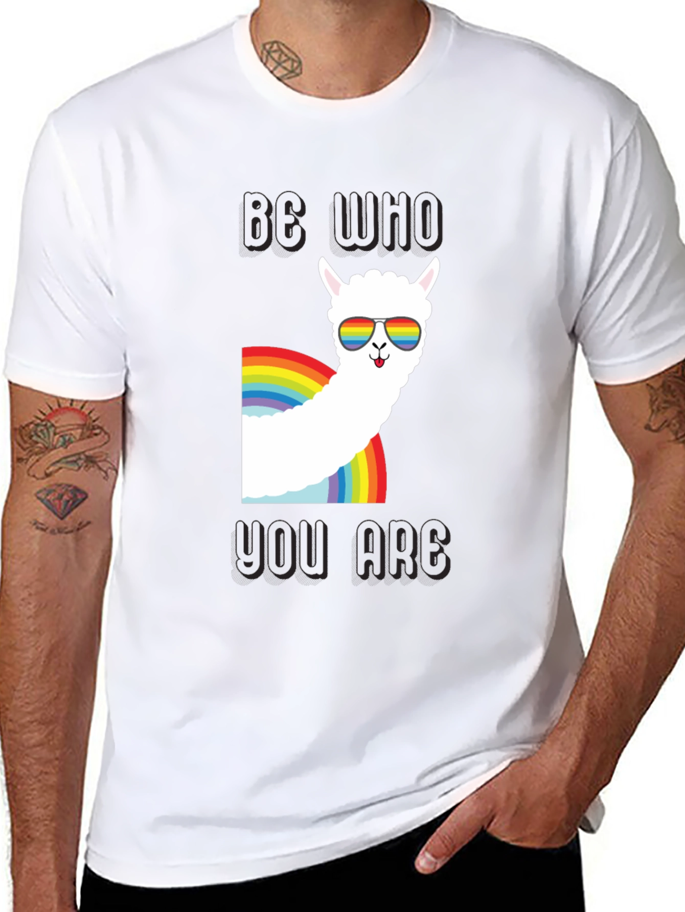 Be Who You Are Llama Rainbow T-Shirt