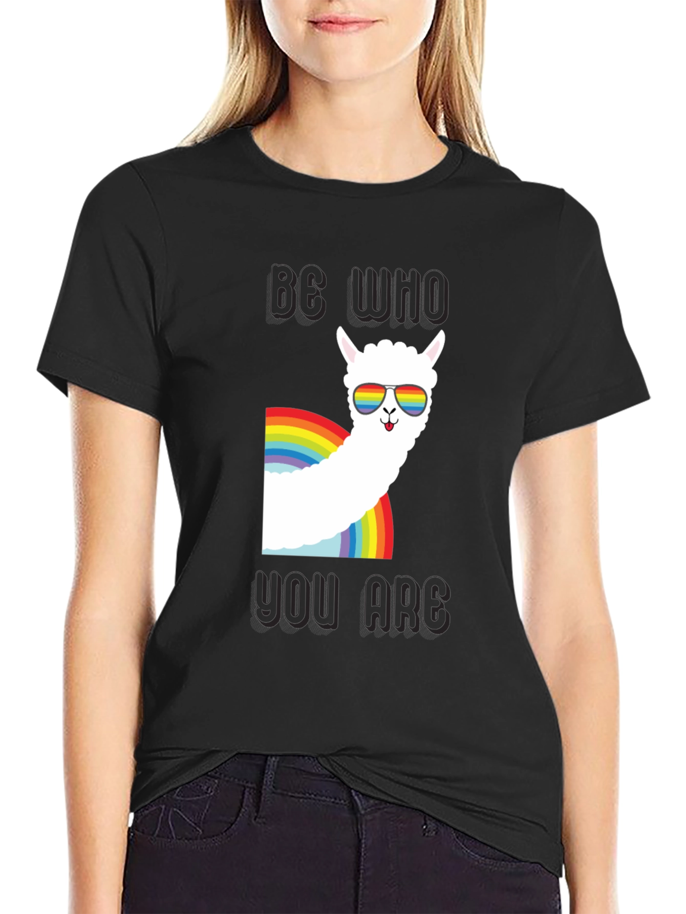 Be Who You Are Llama Rainbow T-Shirt