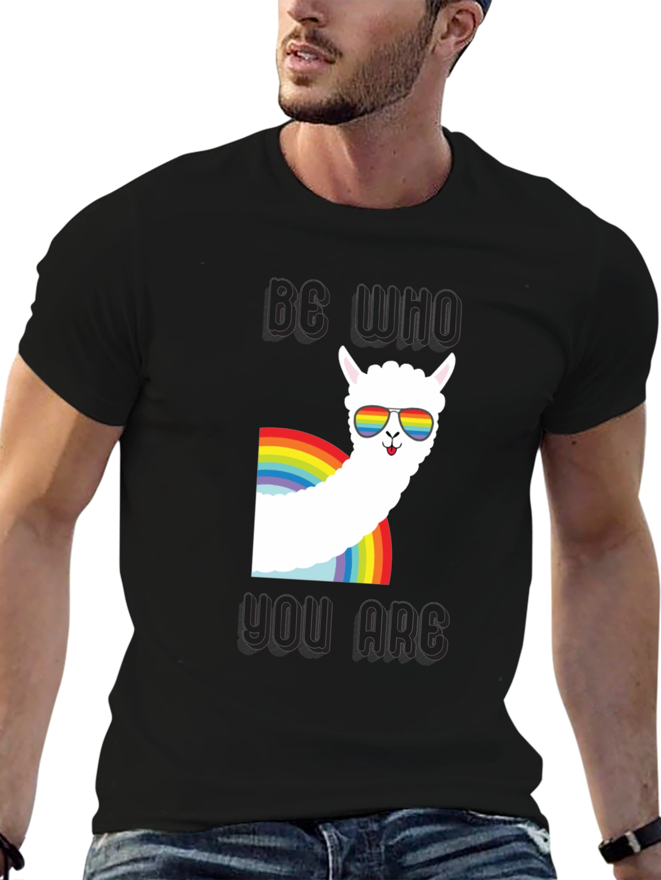 Be Who You Are Llama Rainbow T-Shirt