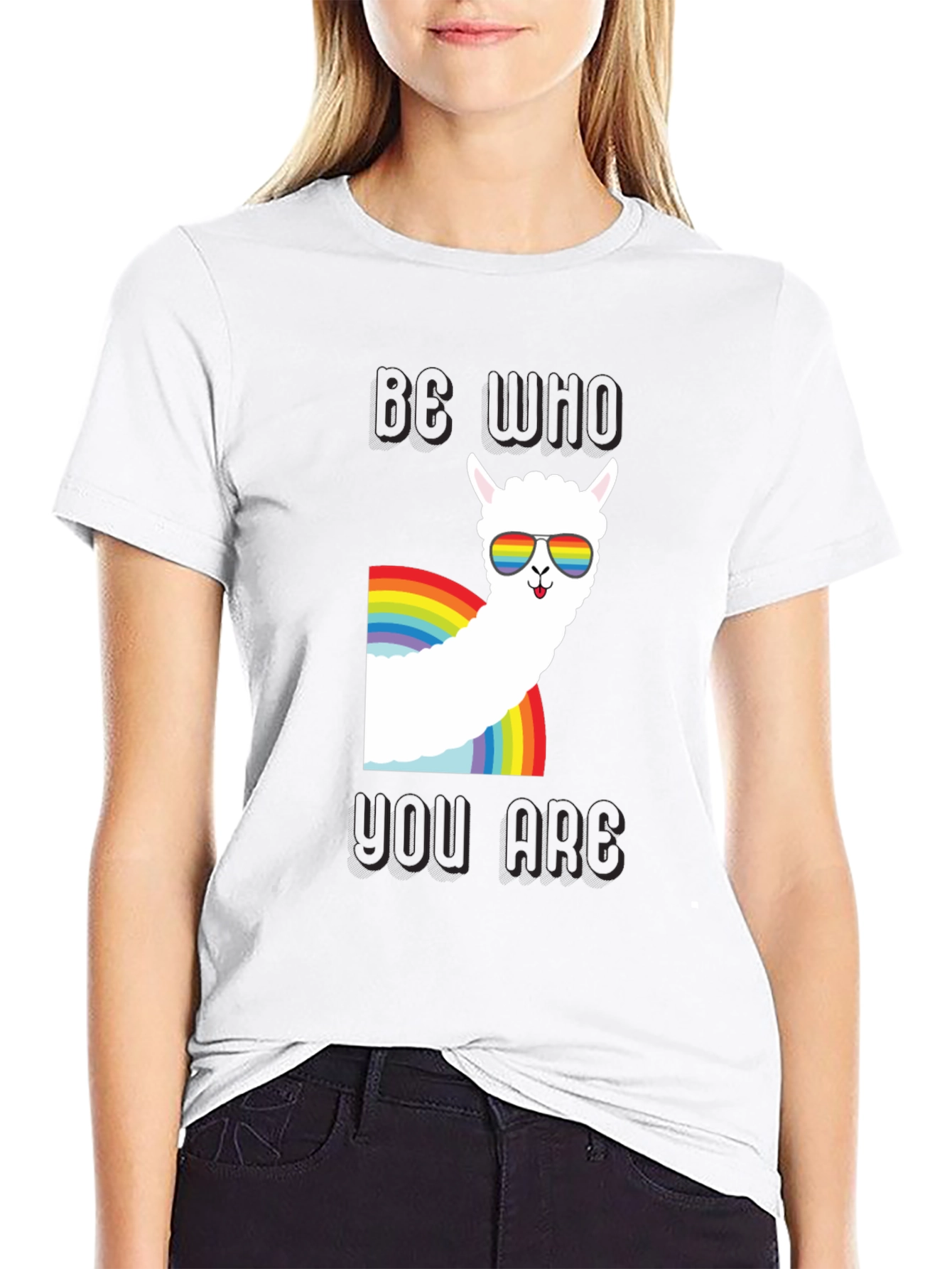 Be Who You Are Llama Rainbow T-Shirt