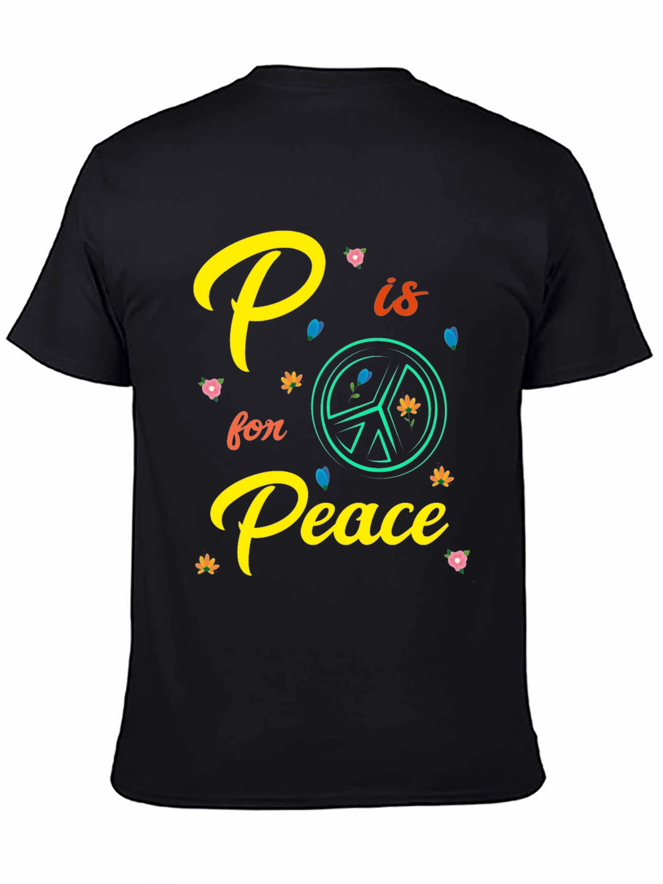 P is for Peace Black T-Shirt