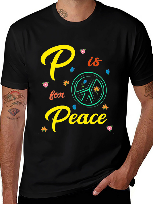 P is for Peace Black T-Shirt