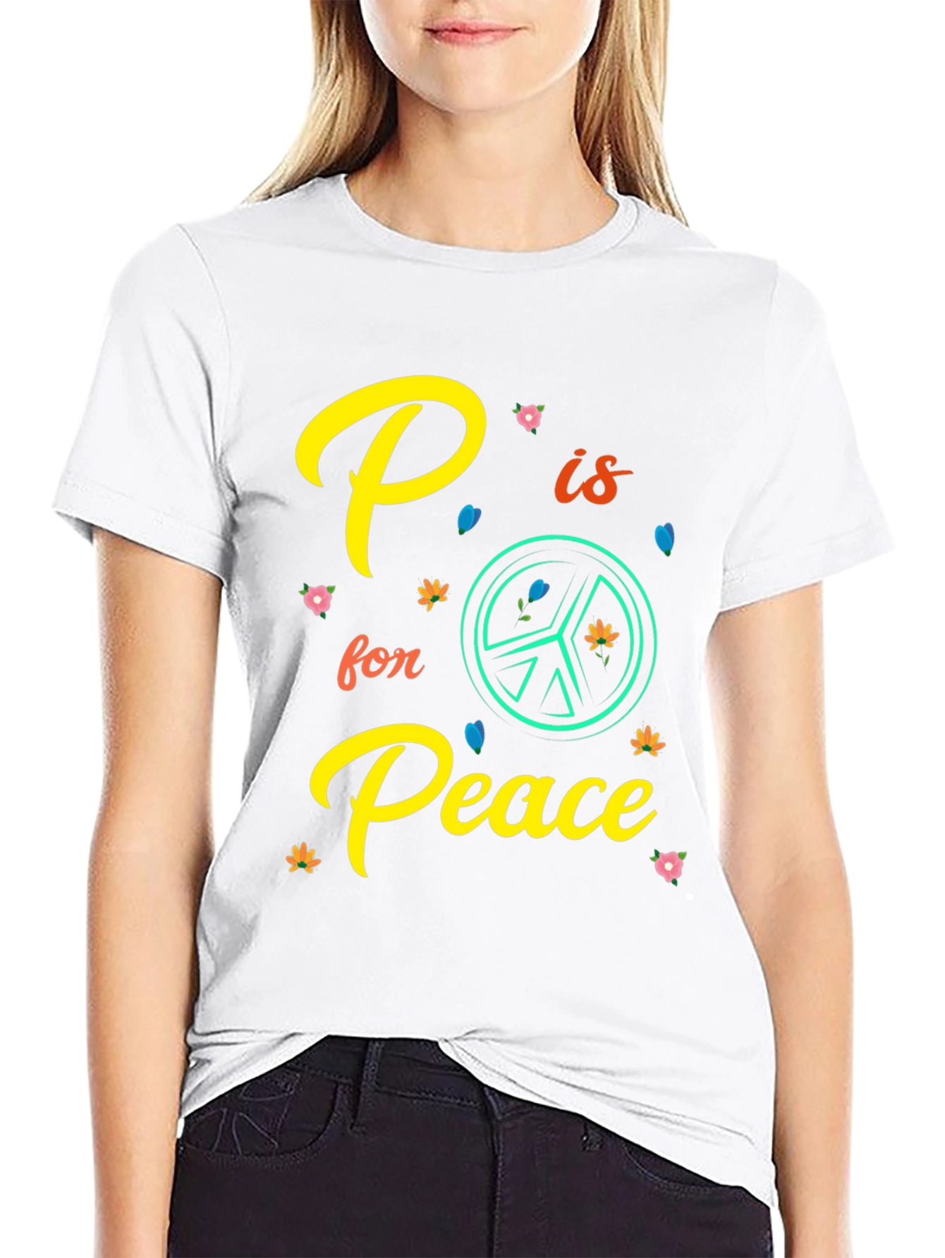 P is for Peace Black T-Shirt