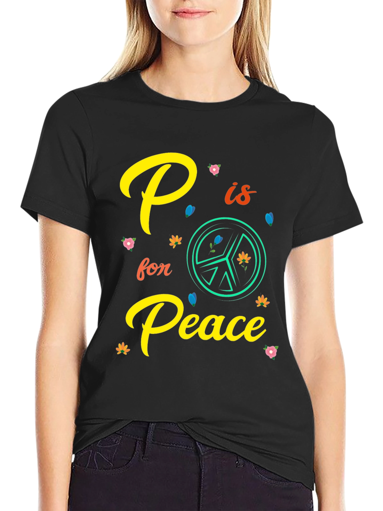 P is for Peace Black T-Shirt