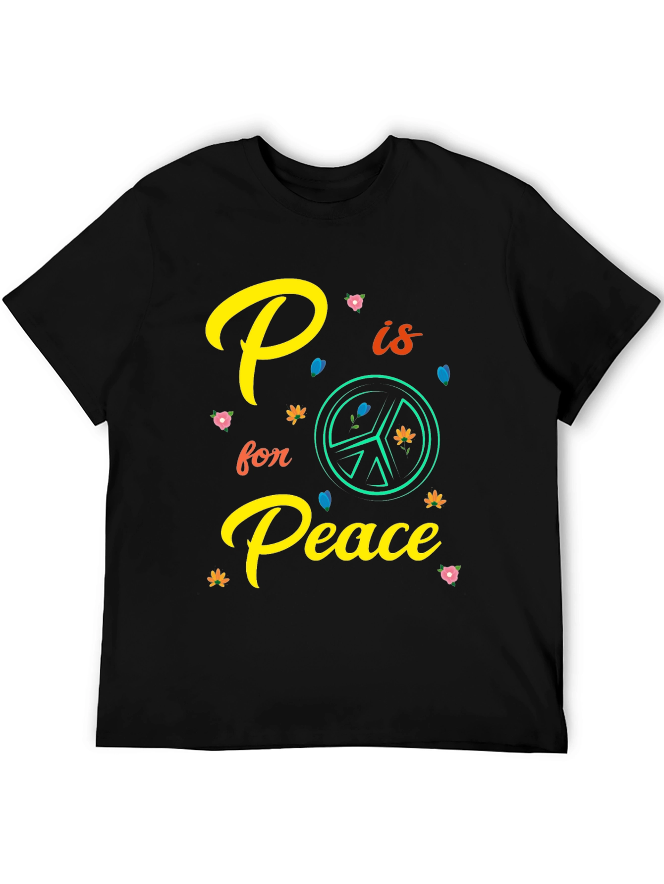 P is for Peace Black T-Shirt