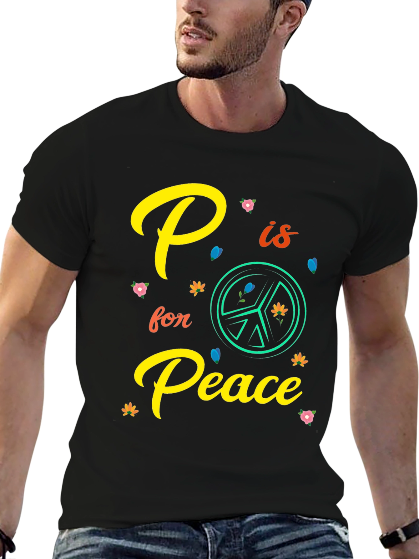 P is for Peace Black T-Shirt