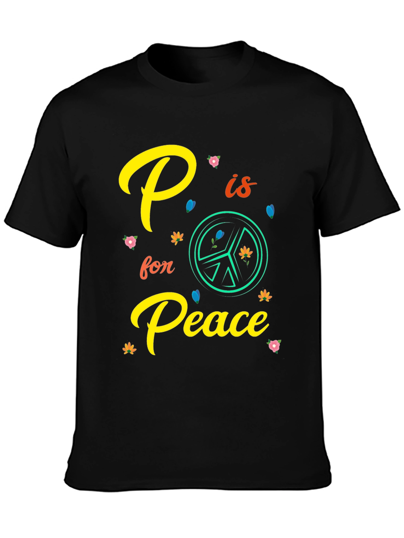 P is for Peace Black T-Shirt