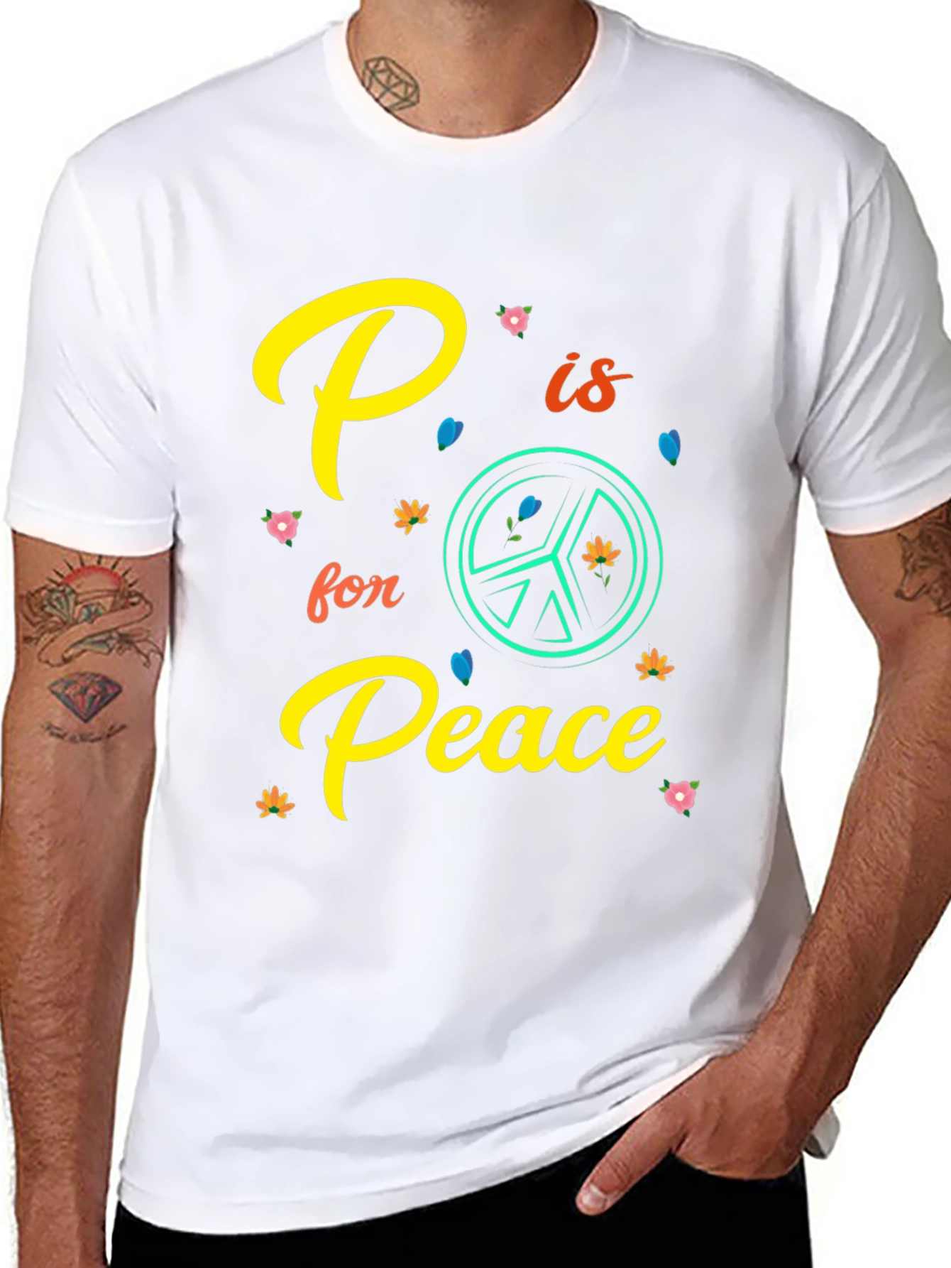 P is for Peace Black T-Shirt