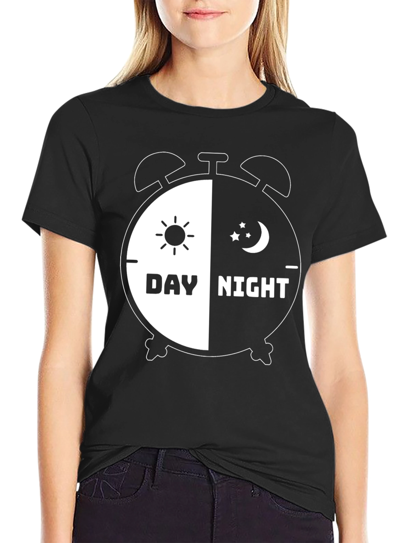 Day and Night Alarm Clock Graphic T-Shirt