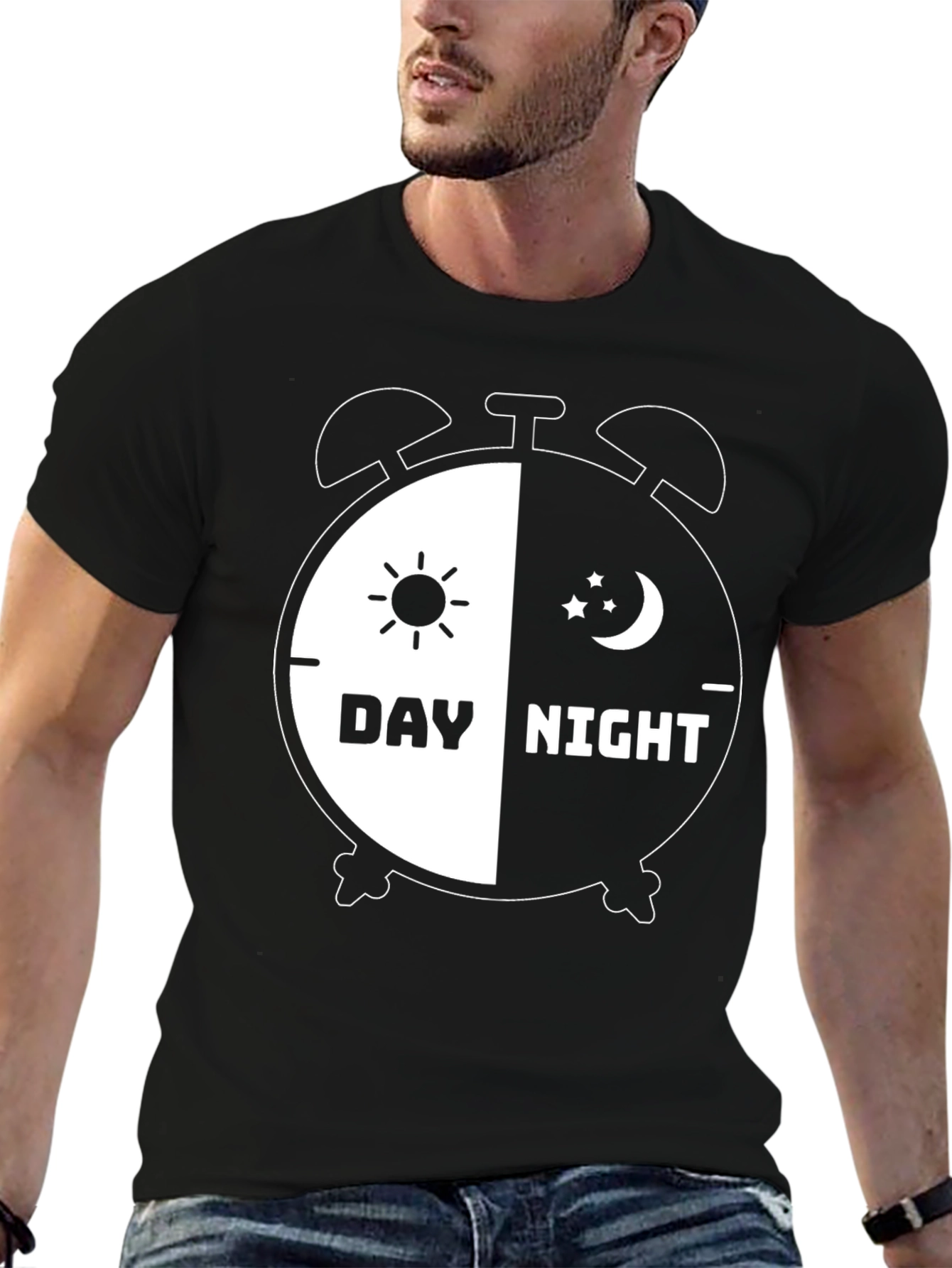 Day and Night Alarm Clock Graphic T-Shirt