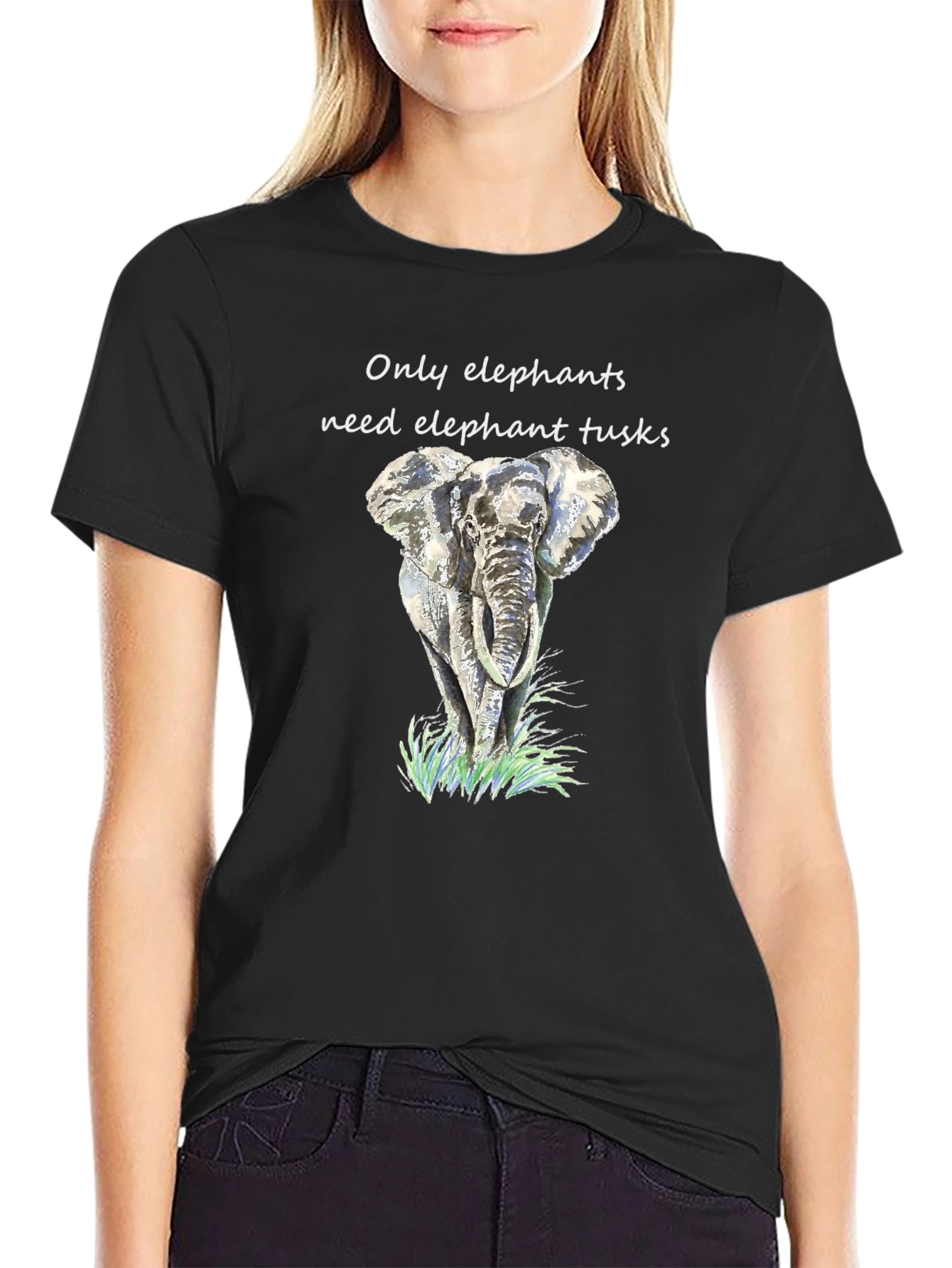 Elephant Tusk Graphic Tee - Black Cotton
