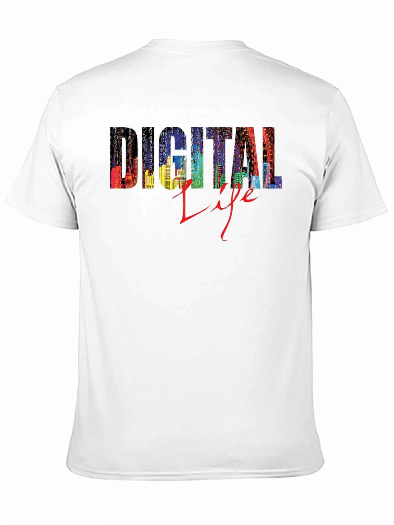 Digital Life Black T-Shirt - Stylish Cityscape Design