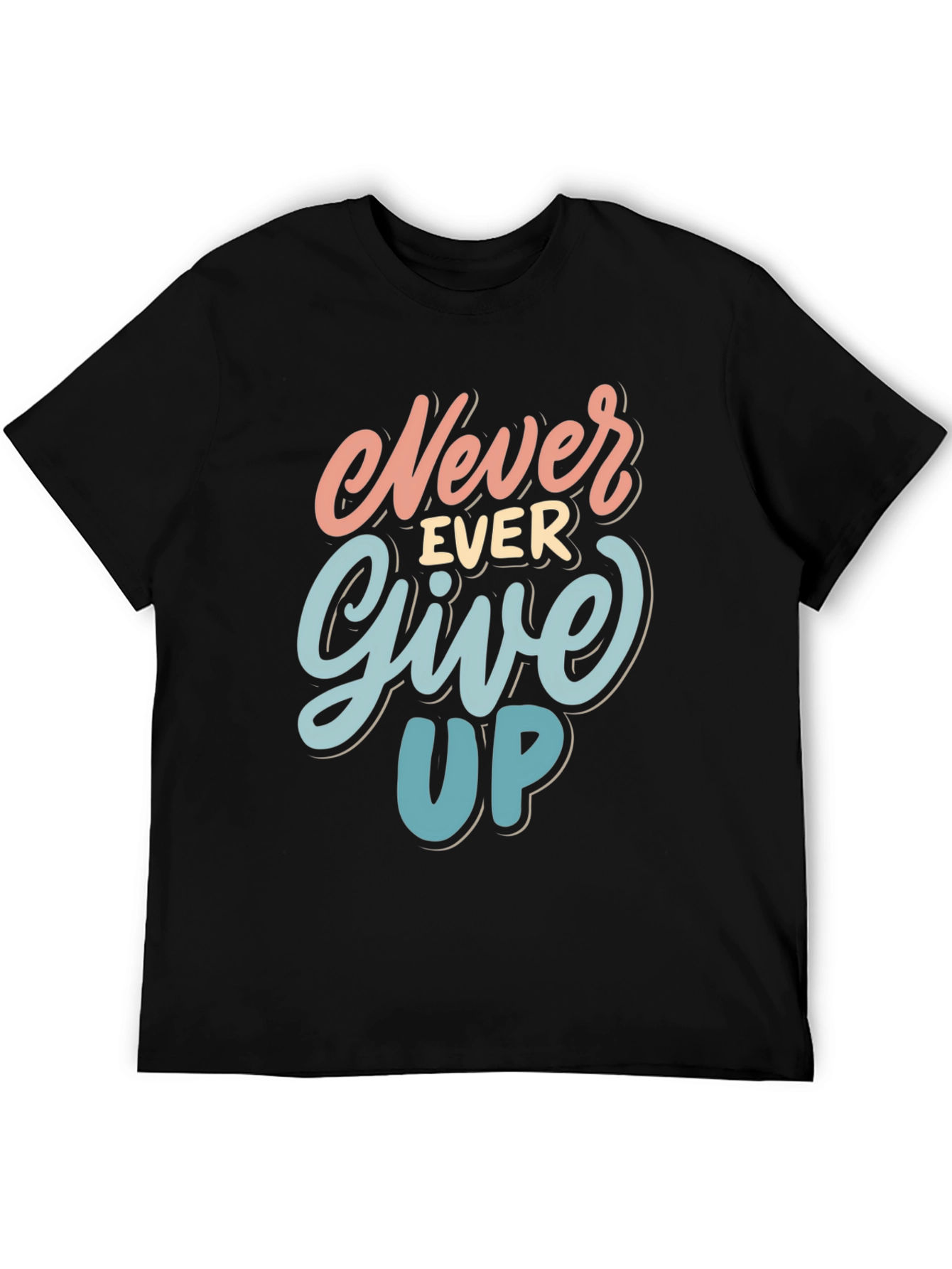 Never Ever Give Up Black Graphic Tee