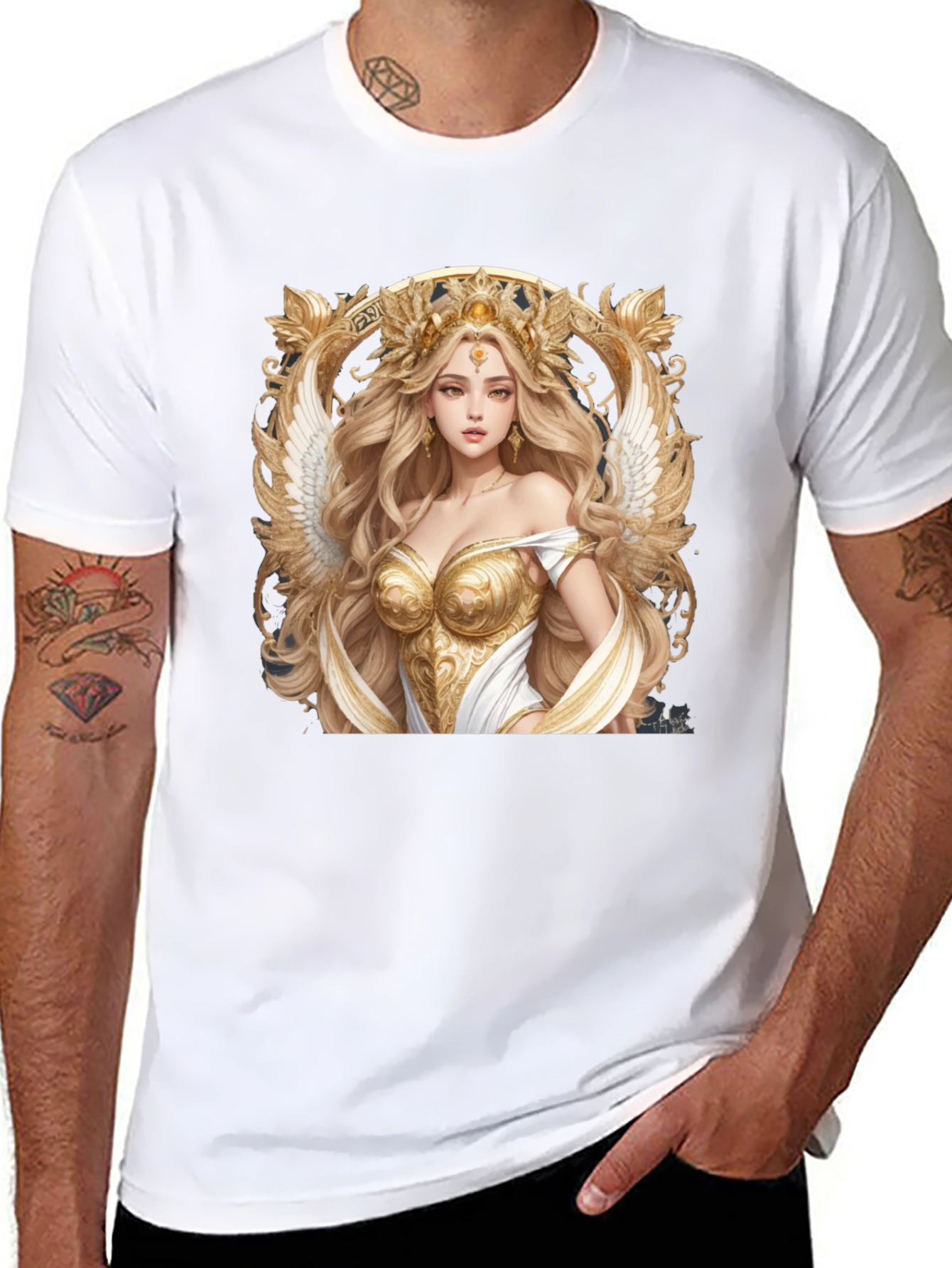 Angelic Goddess Graphic Tee - Black