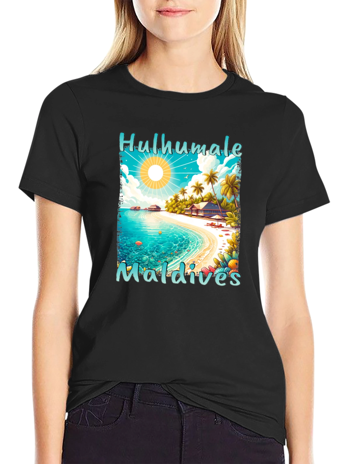Hulhumale Maldives Beach Graphic T-Shirt