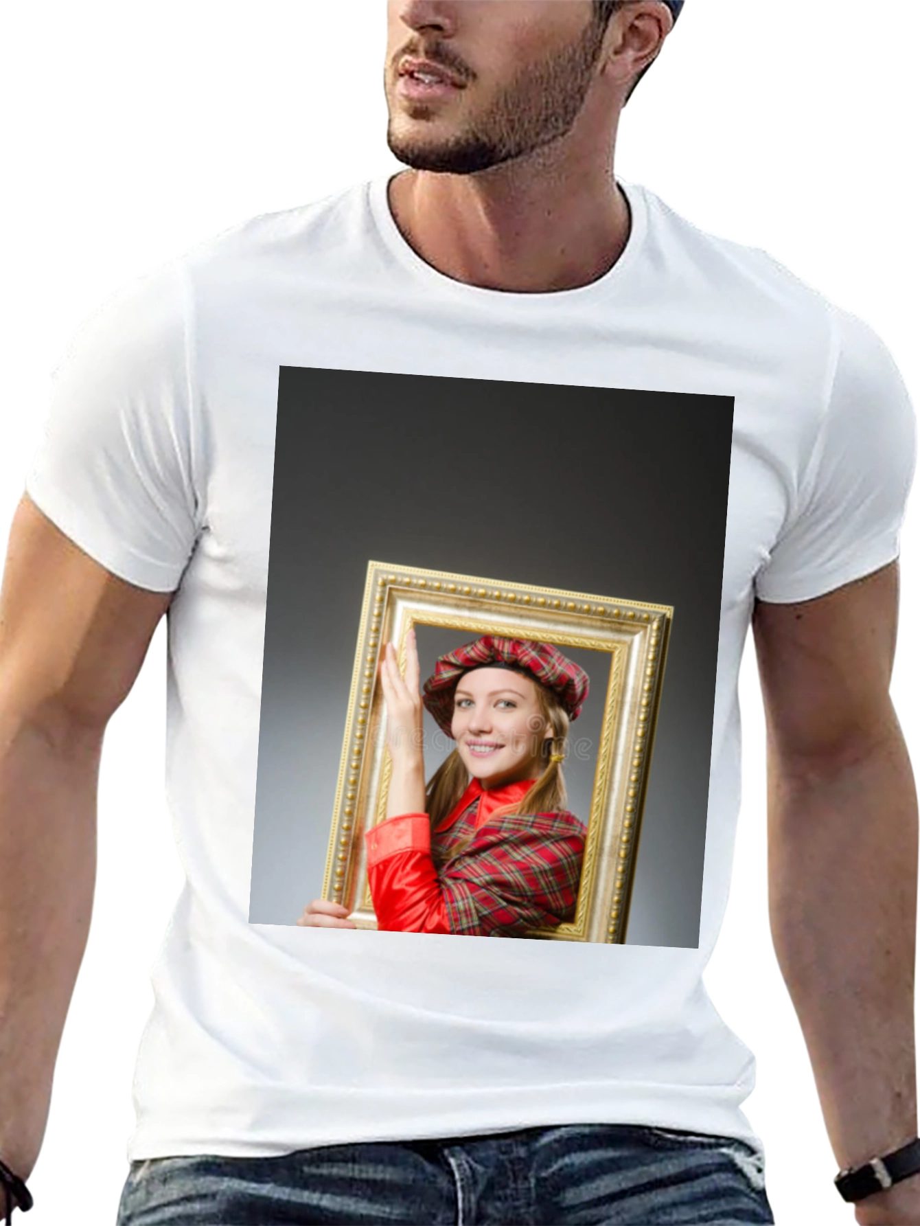Funny Framed Woman Graphic Tee - Novelty T-Shirt