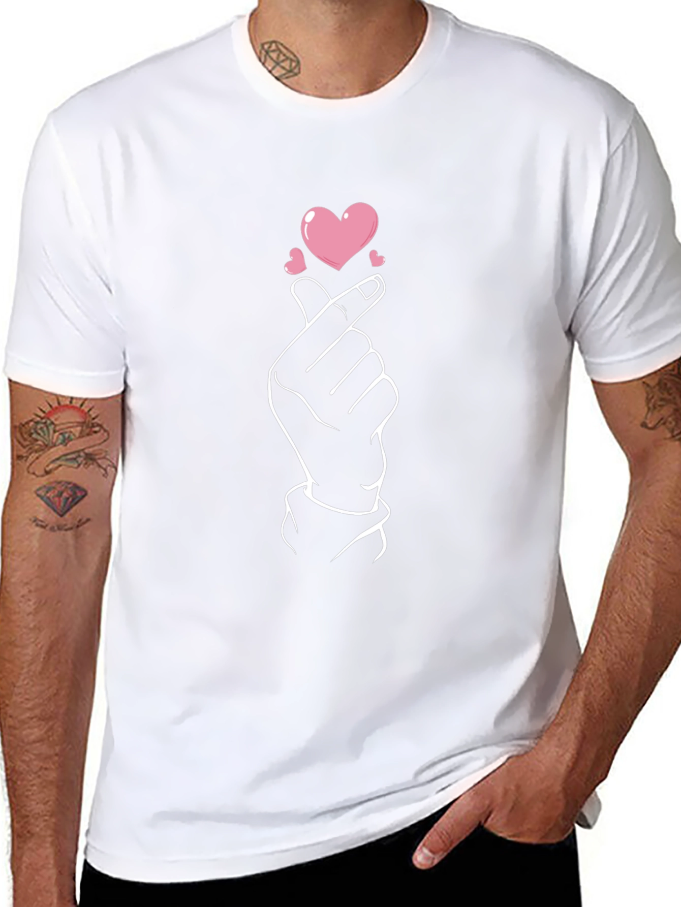 Heart Finger Gesture Black Graphic Tee